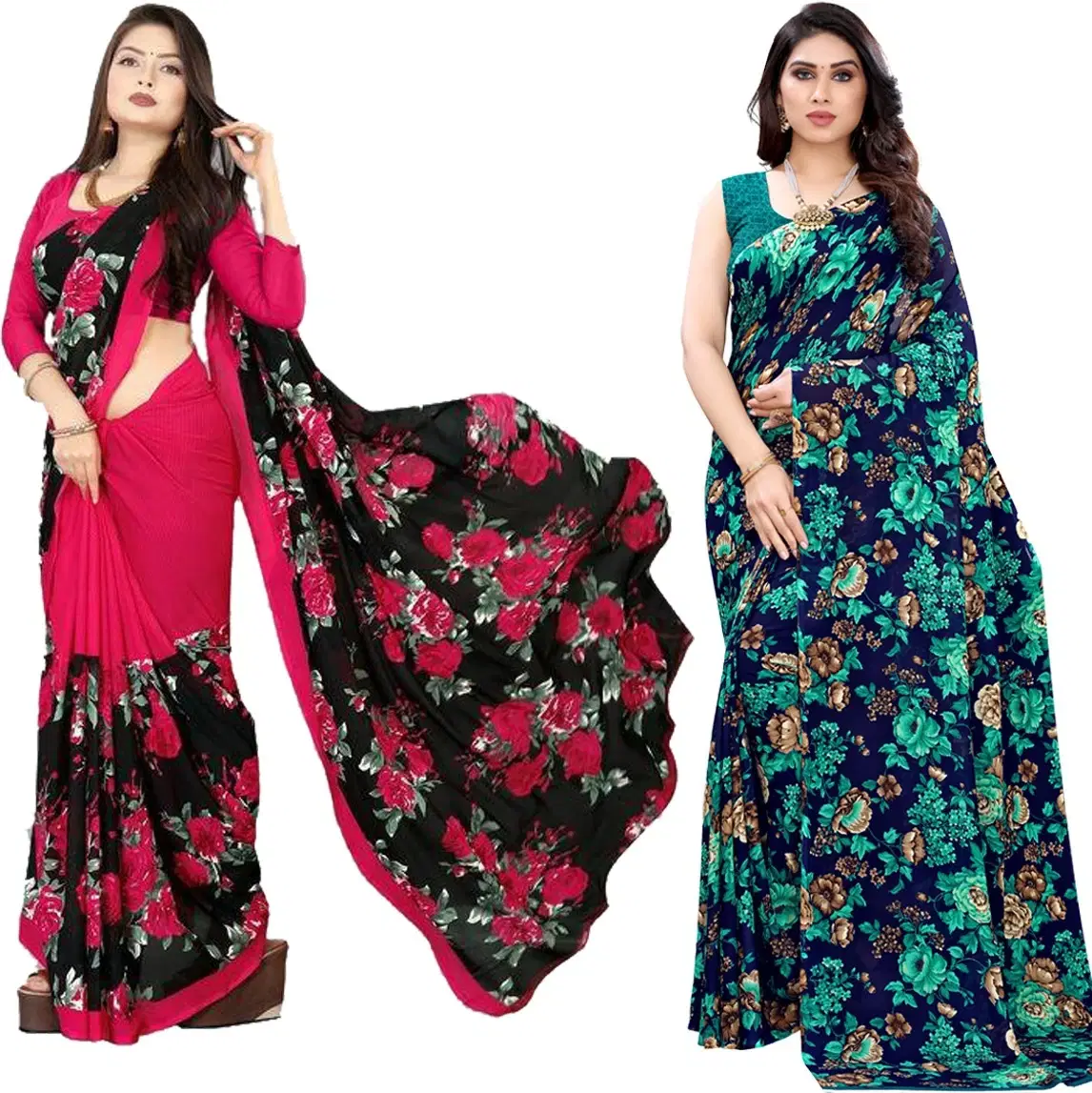 Yashika Georgette Printed Regular Saree With Unstitched Blouse Piece ( Multicolor ) Yashika Georgette Printed Regular Saree With Unstitched Blouse Piece ( Multicolor )