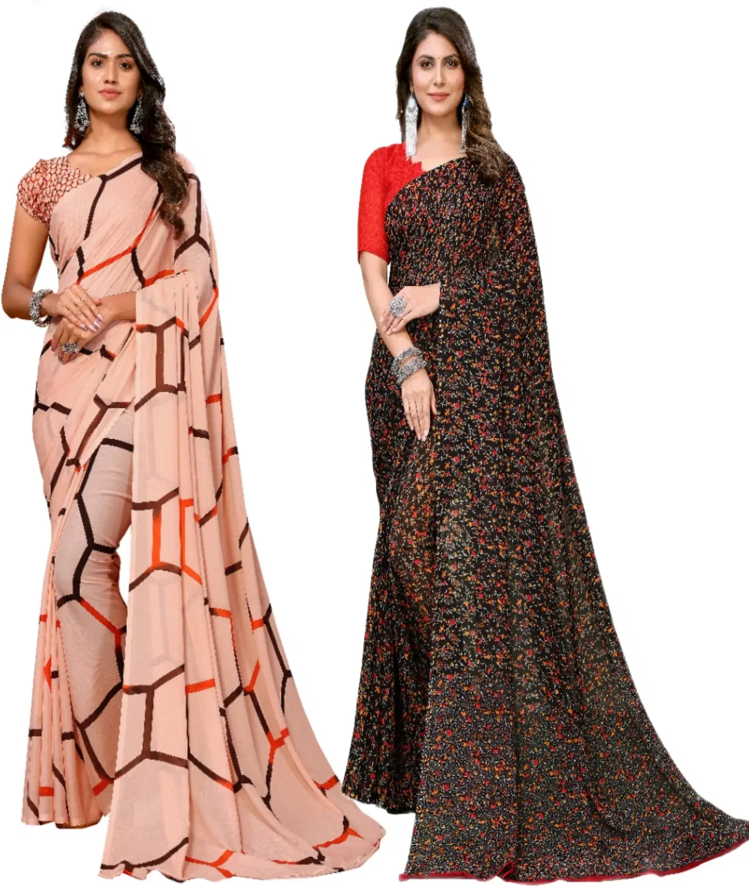 Yashika Georgette Printed Regular Saree With Unstitched Blouse Piece ( Brown ) Yashika Georgette Printed Regular Saree With Unstitched Blouse Piece ( Brown )