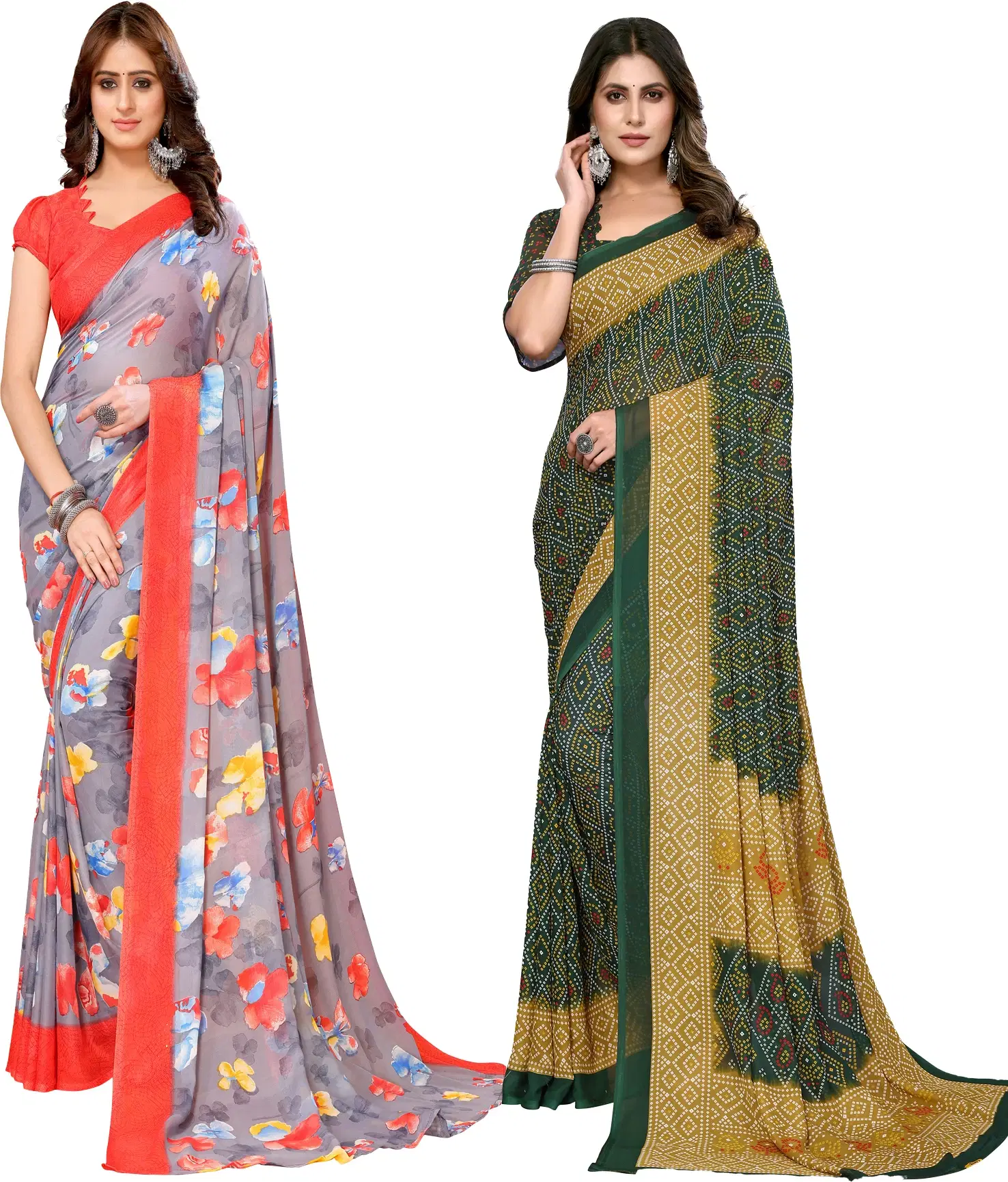     			Yashika Georgette Printed Regular Saree With Unstitched Blouse Piece ( Red )