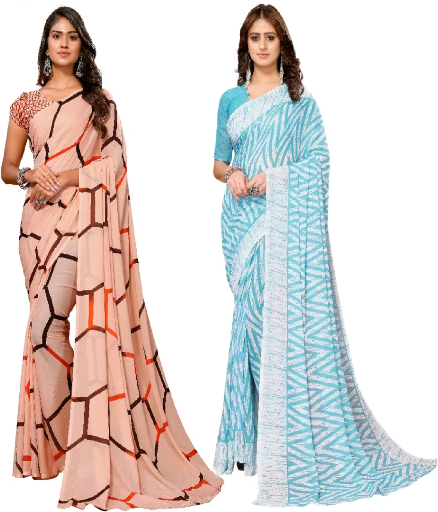 Yashika Georgette Printed Regular Saree With Unstitched Blouse Piece ( Brown ) Yashika Georgette Printed Regular Saree With Unstitched Blouse Piece ( Brown )