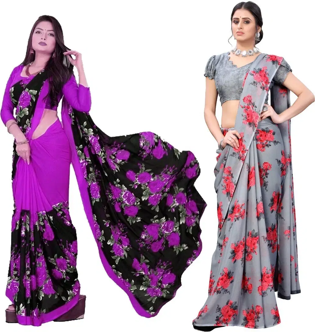 Yashika Georgette Printed Regular Saree With Unstitched Blouse Piece ( Green ) Yashika Georgette Printed Regular Saree With Unstitched Blouse Piece ( Green )