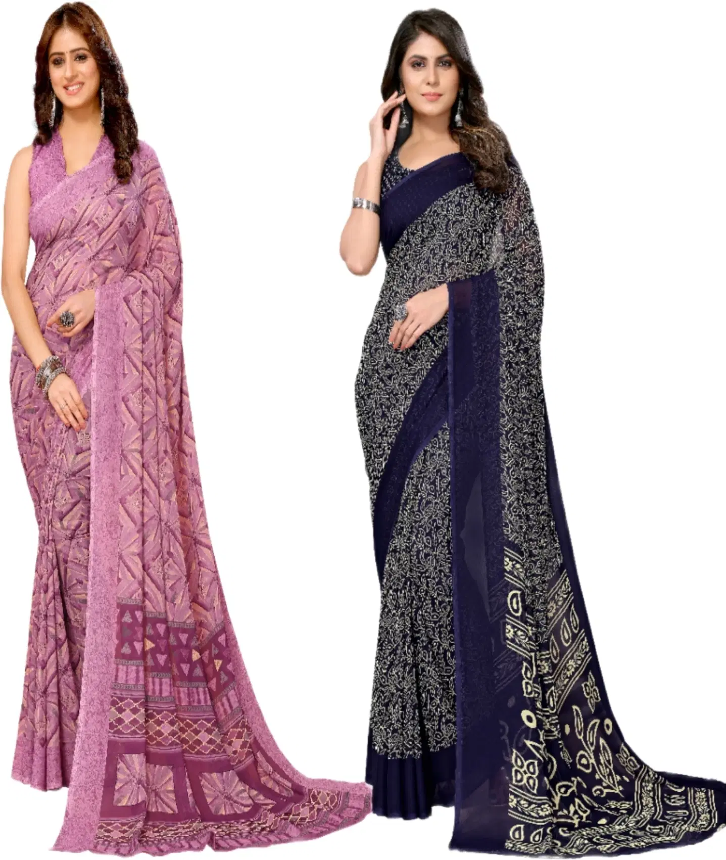     			Yashika Georgette Printed Regular Saree With Unstitched Blouse Piece ( Purple )