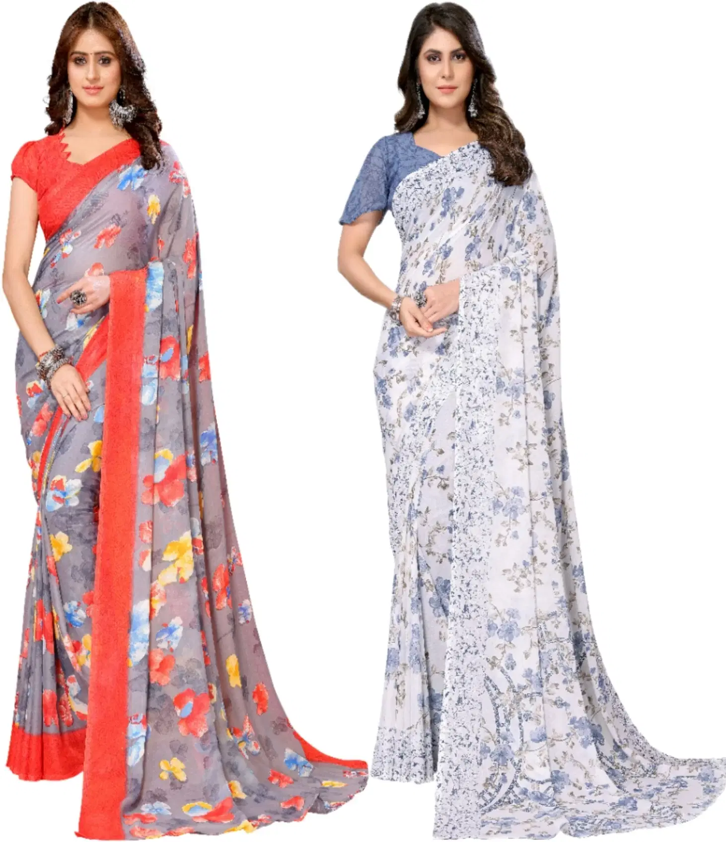 Yashika Georgette Printed Regular Saree With Unstitched Blouse Piece ( Red ) Yashika Georgette Printed Regular Saree With Unstitched Blouse Piece ( Red )