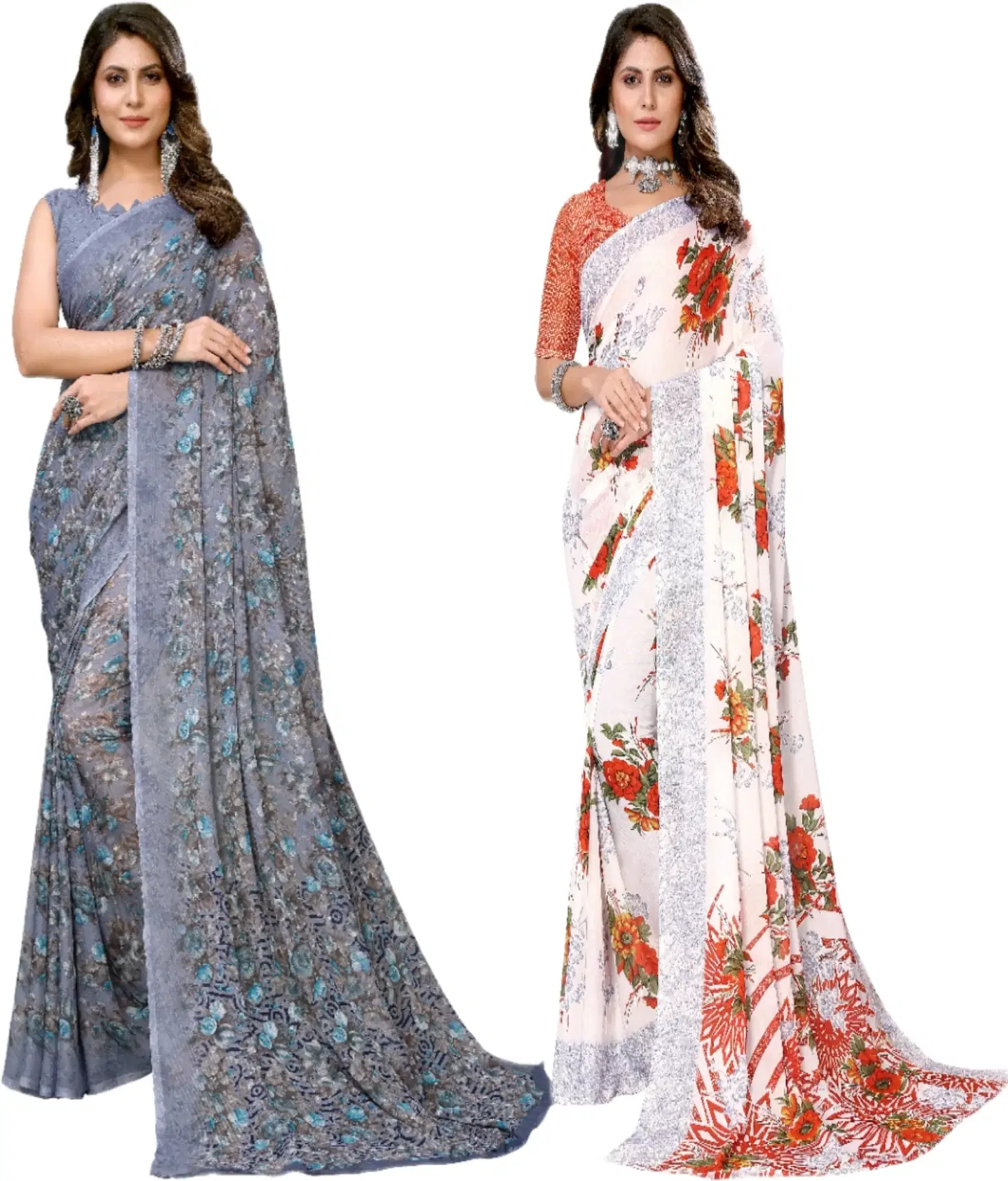 Yashika Georgette Printed Regular Saree With Unstitched Blouse Piece ( Purple ) Yashika Georgette Printed Regular Saree With Unstitched Blouse Piece ( Purple )