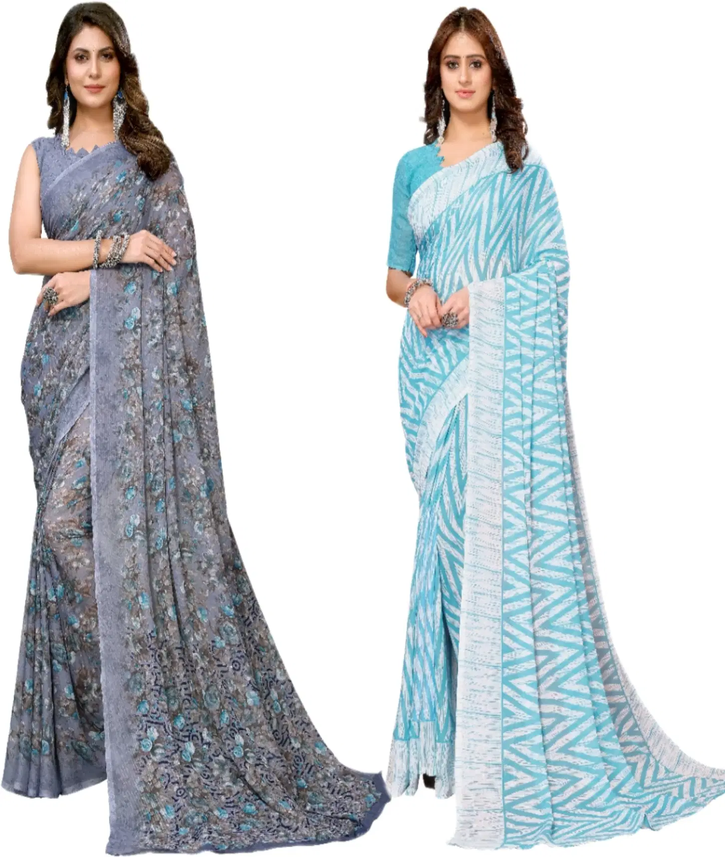     			Yashika Georgette Printed Regular Saree With Unstitched Blouse Piece ( Purple )