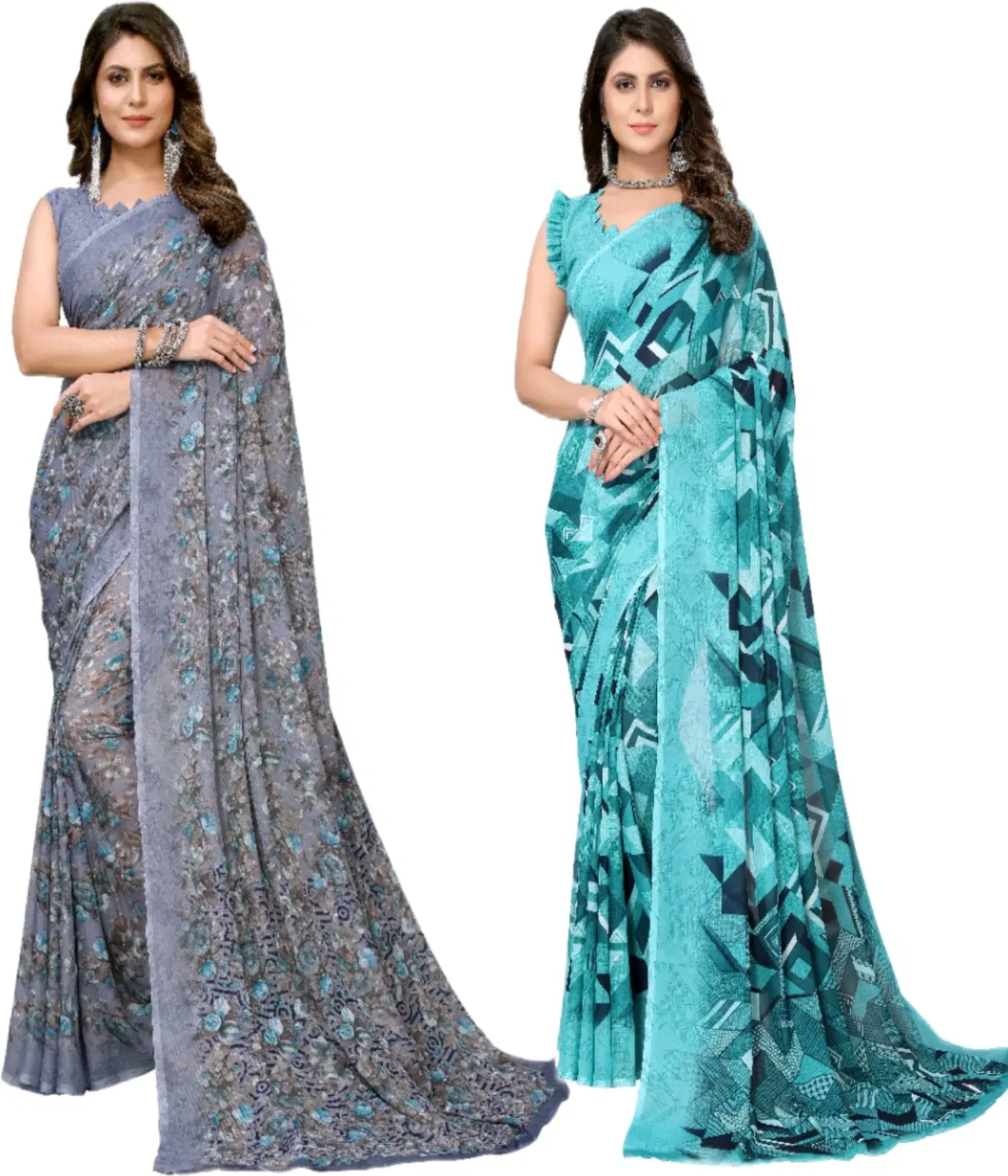 Yashika Georgette Printed Regular Saree With Unstitched Blouse Piece ( Purple ) Yashika Georgette Printed Regular Saree With Unstitched Blouse Piece ( Purple )