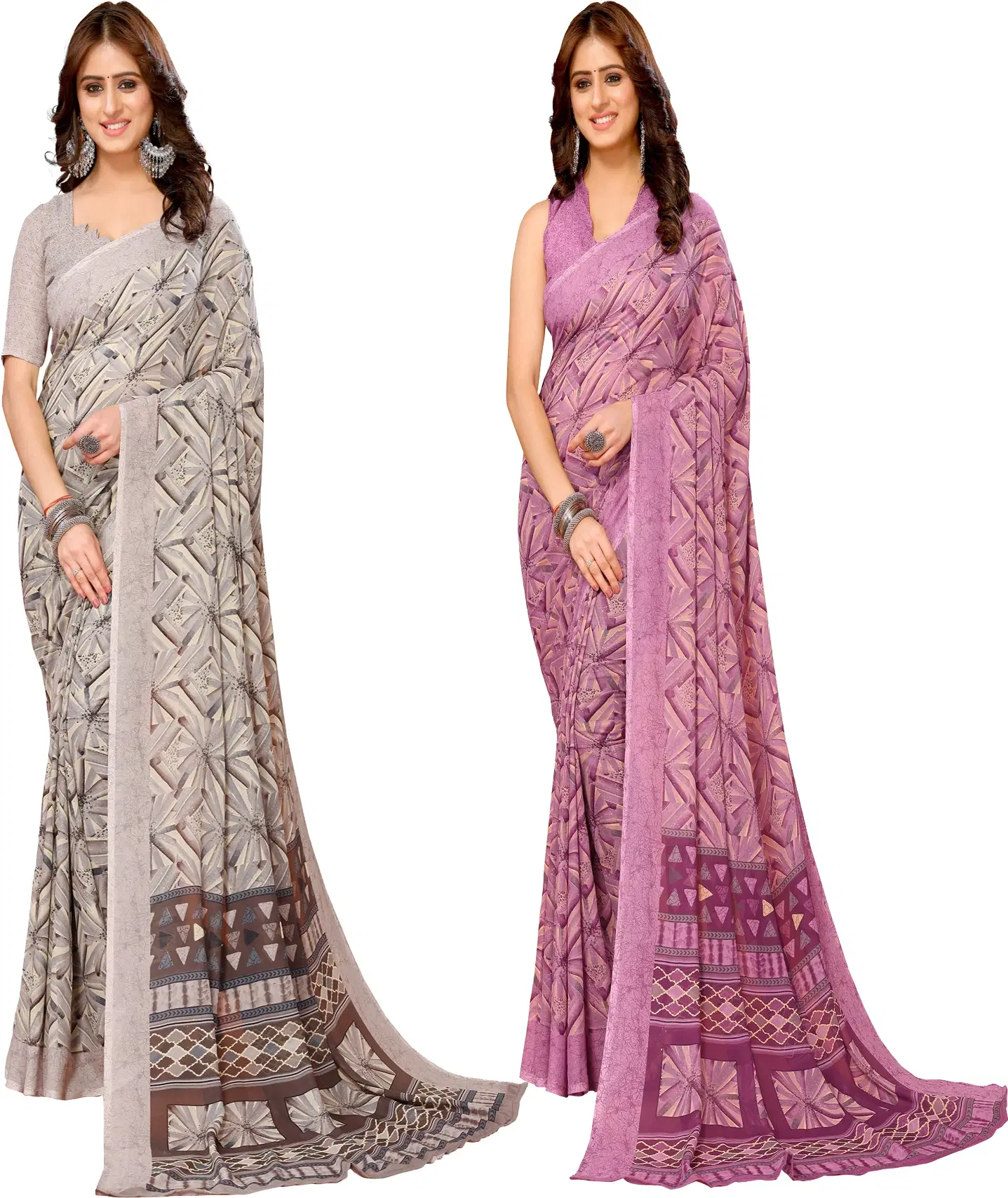 Yashika Georgette Printed Regular Saree With Unstitched Blouse Piece ( Brown )     			Yashika Georgette Printed Regular Saree With Unstitched Blouse Piece ( Brown )