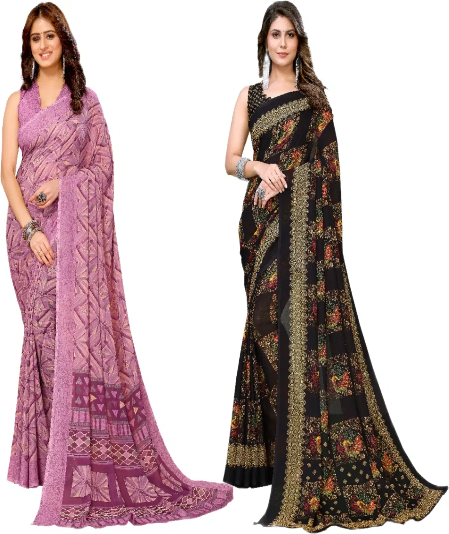 Yashika Georgette Printed Regular Saree With Unstitched Blouse Piece ( Multicolor ) Yashika Georgette Printed Regular Saree With Unstitched Blouse Piece ( Multicolor )