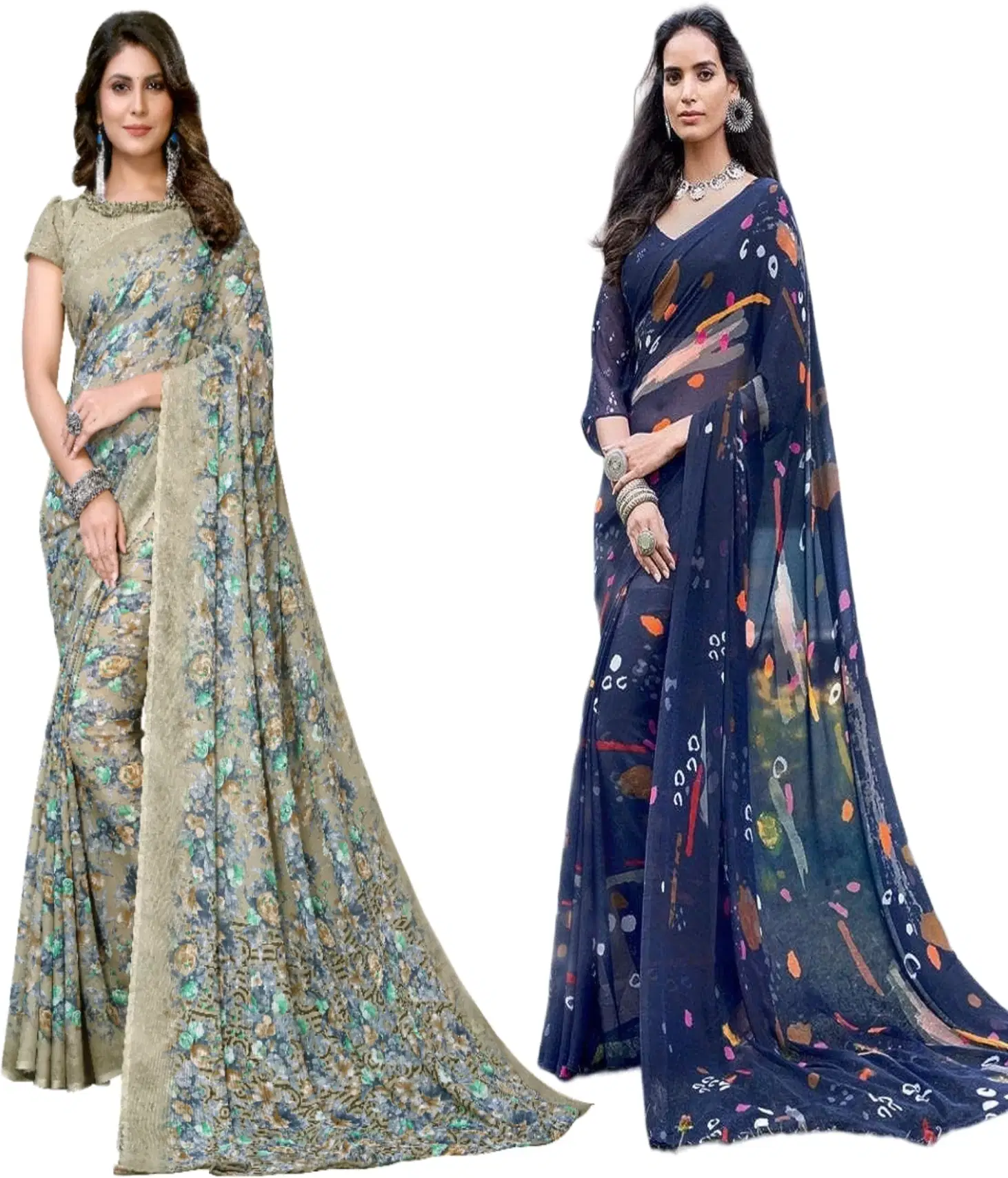     			Yashika Georgette Printed Regular Saree With Unstitched Blouse Piece ( Green )