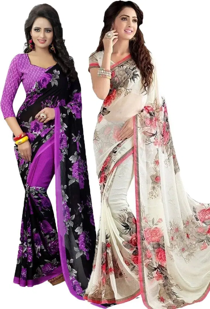    			Yashika Georgette Printed Regular Saree With Unstitched Blouse Piece ( Beige )