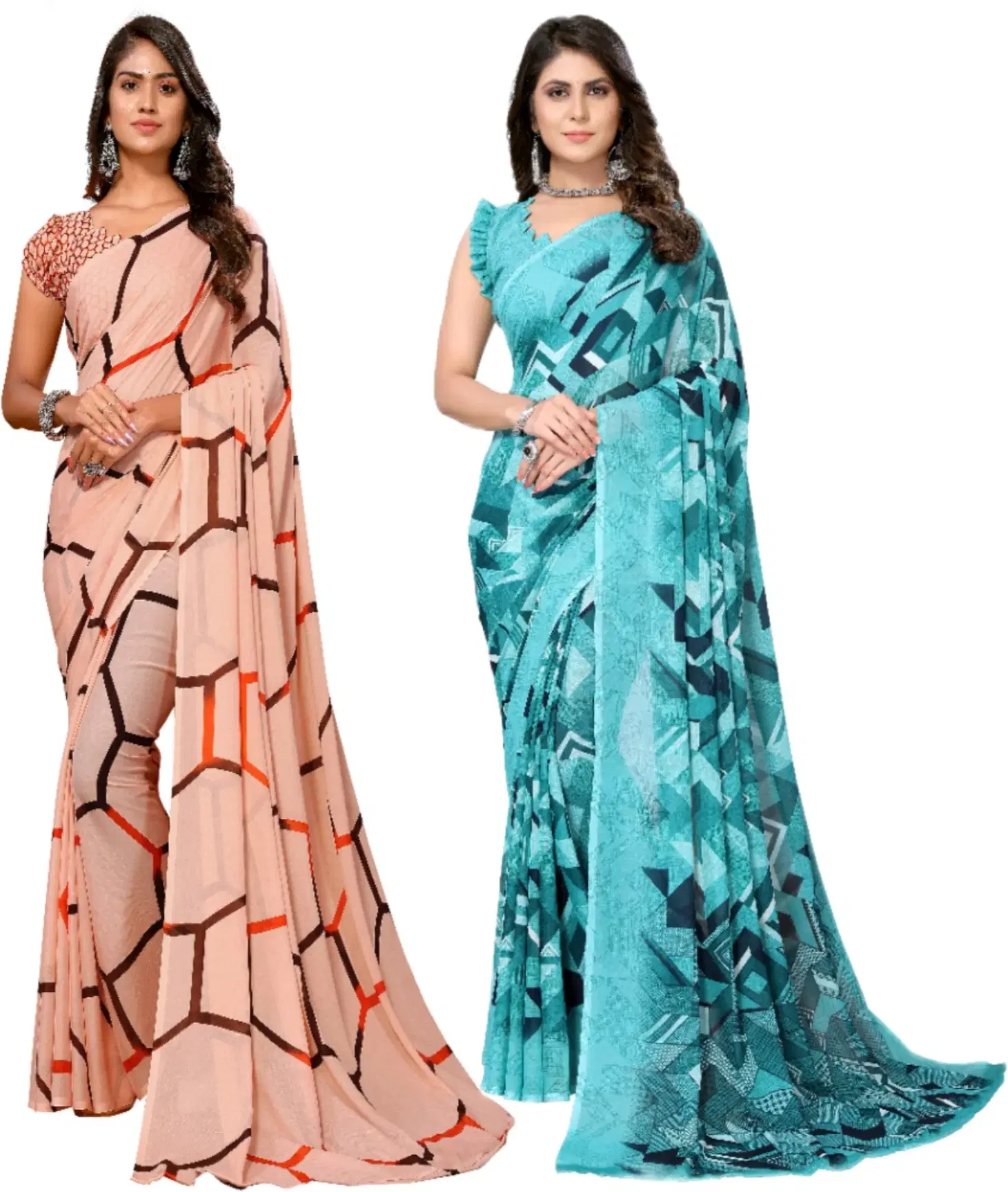 Yashika Georgette Printed Regular Saree With Unstitched Blouse Piece ( Brown ) Yashika Georgette Printed Regular Saree With Unstitched Blouse Piece ( Brown )