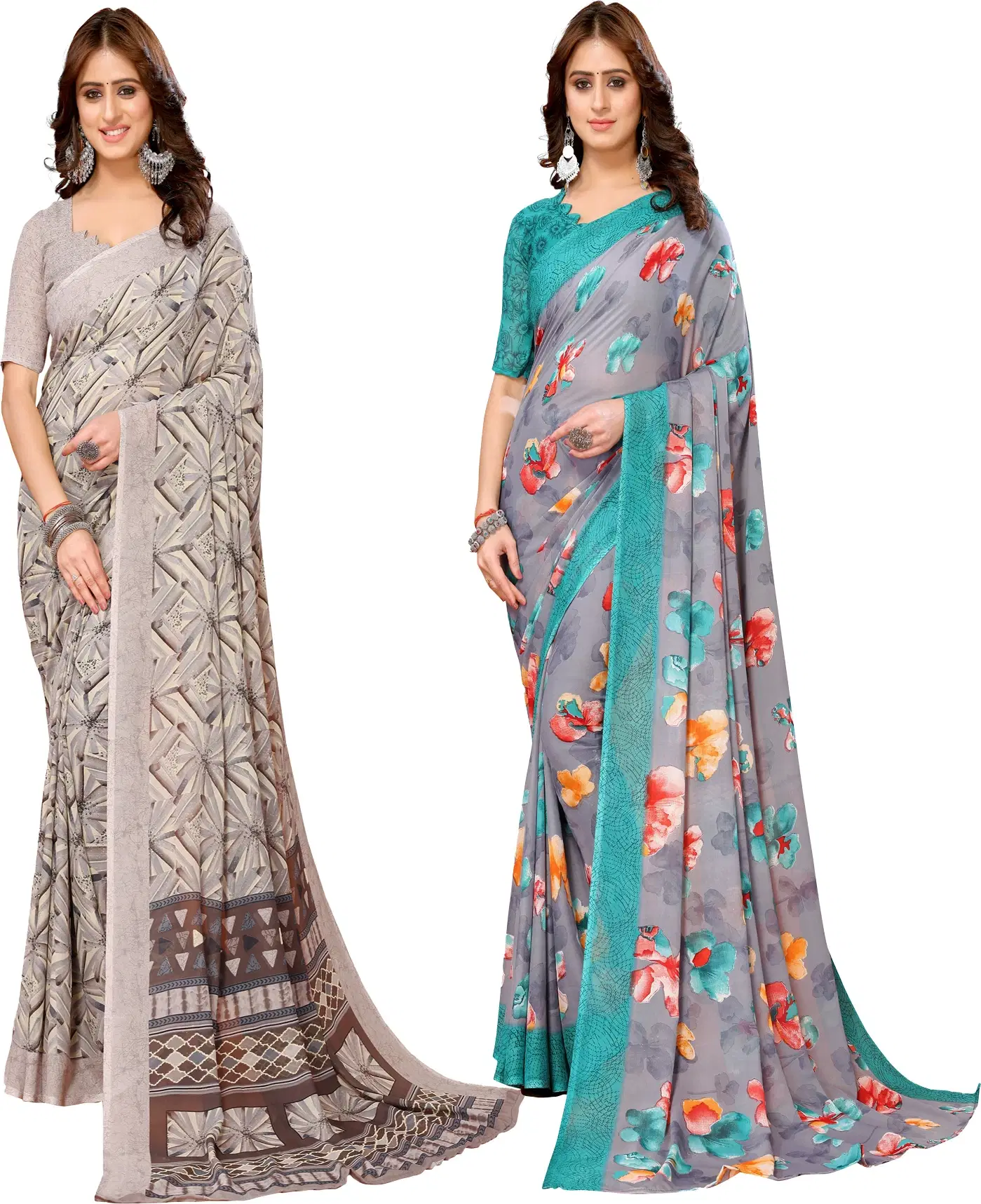 Yashika Georgette Printed Regular Saree With Unstitched Blouse Piece ( Multicolor ) Yashika Georgette Printed Regular Saree With Unstitched Blouse Piece ( Multicolor )