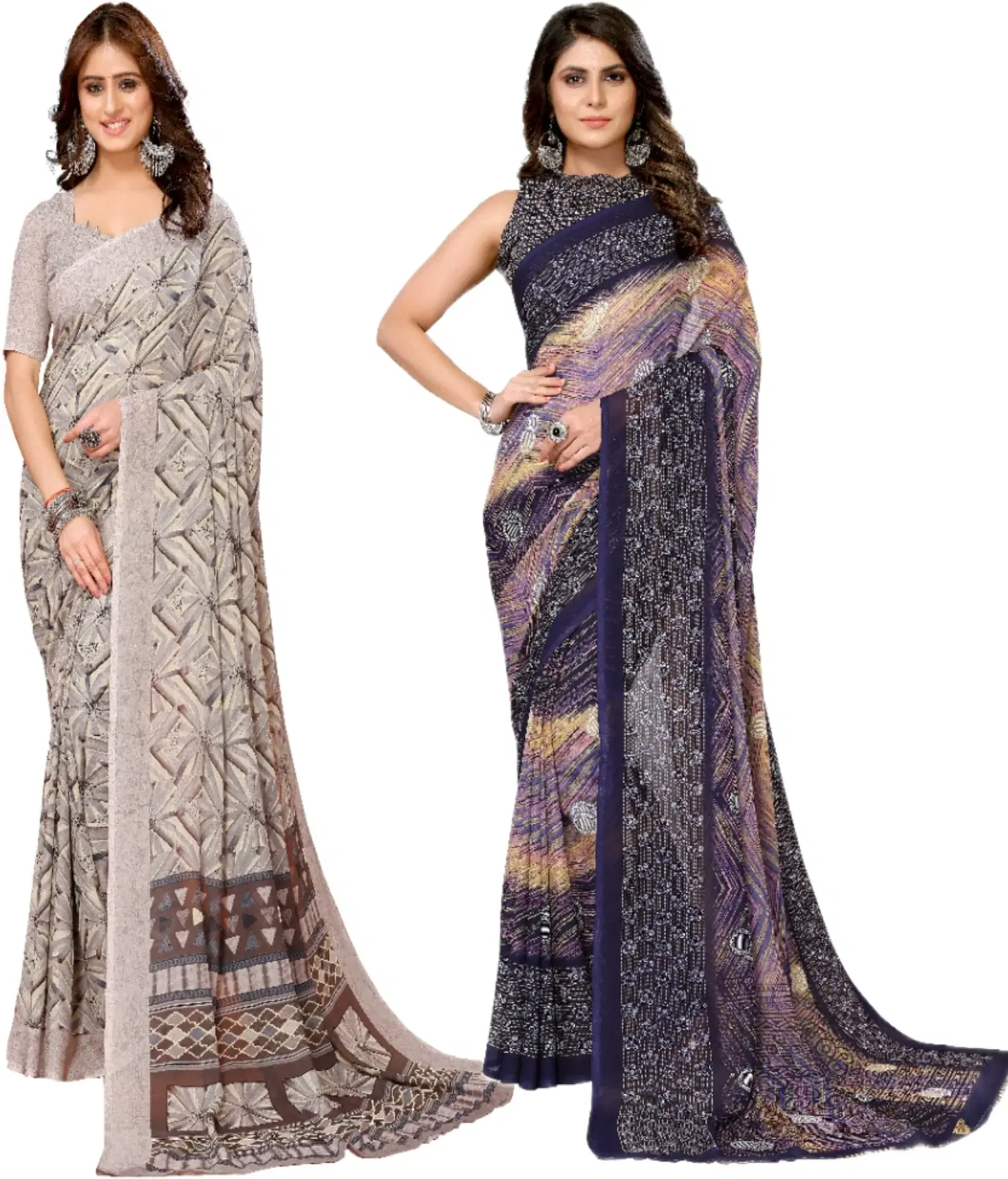 Yashika Georgette Printed Regular Saree With Unstitched Blouse Piece ( Multicolor ) Yashika Georgette Printed Regular Saree With Unstitched Blouse Piece ( Multicolor )