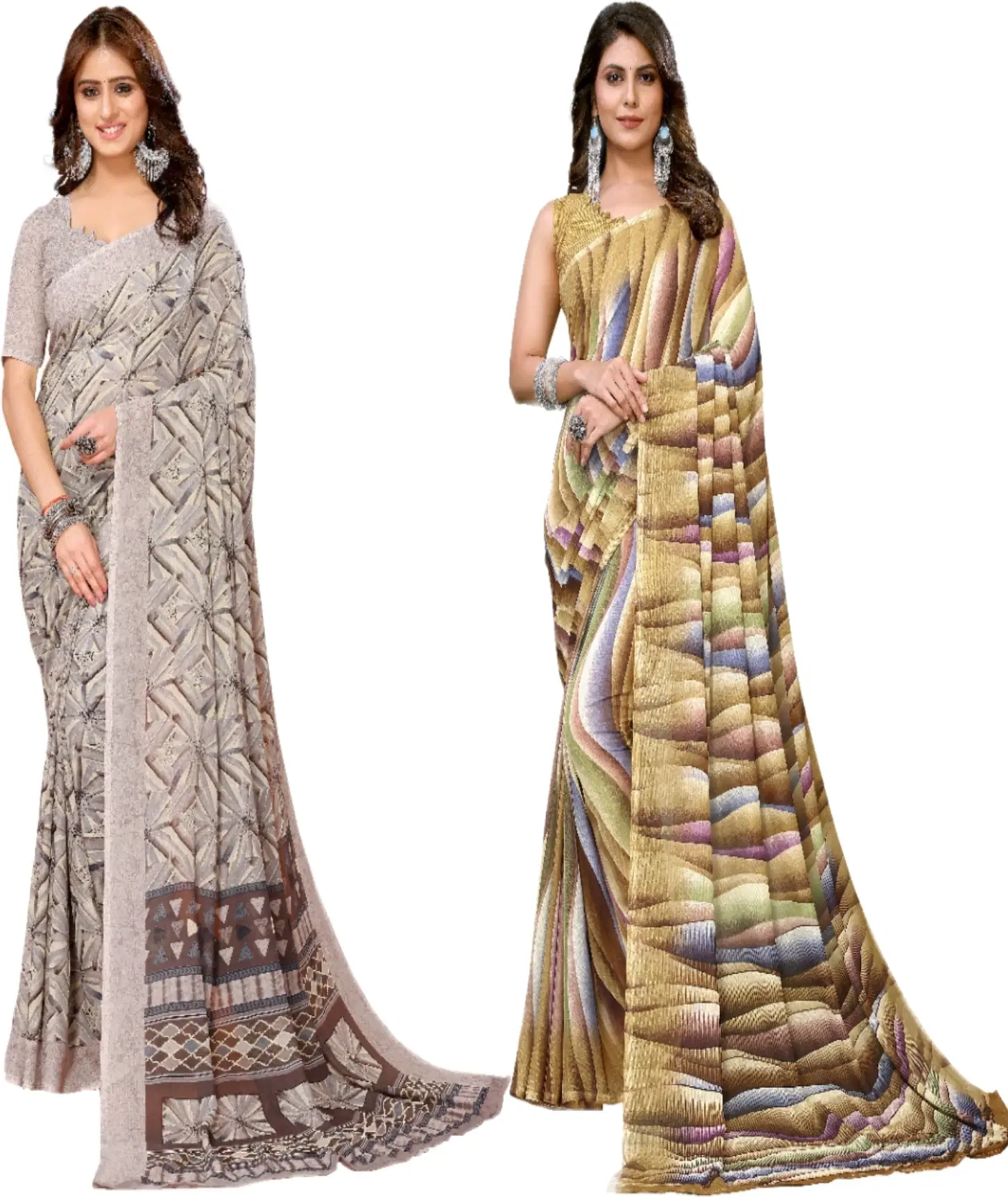 Yashika Georgette Printed Regular Saree With Unstitched Blouse Piece ( Multicolor ) Yashika Georgette Printed Regular Saree With Unstitched Blouse Piece ( Multicolor )