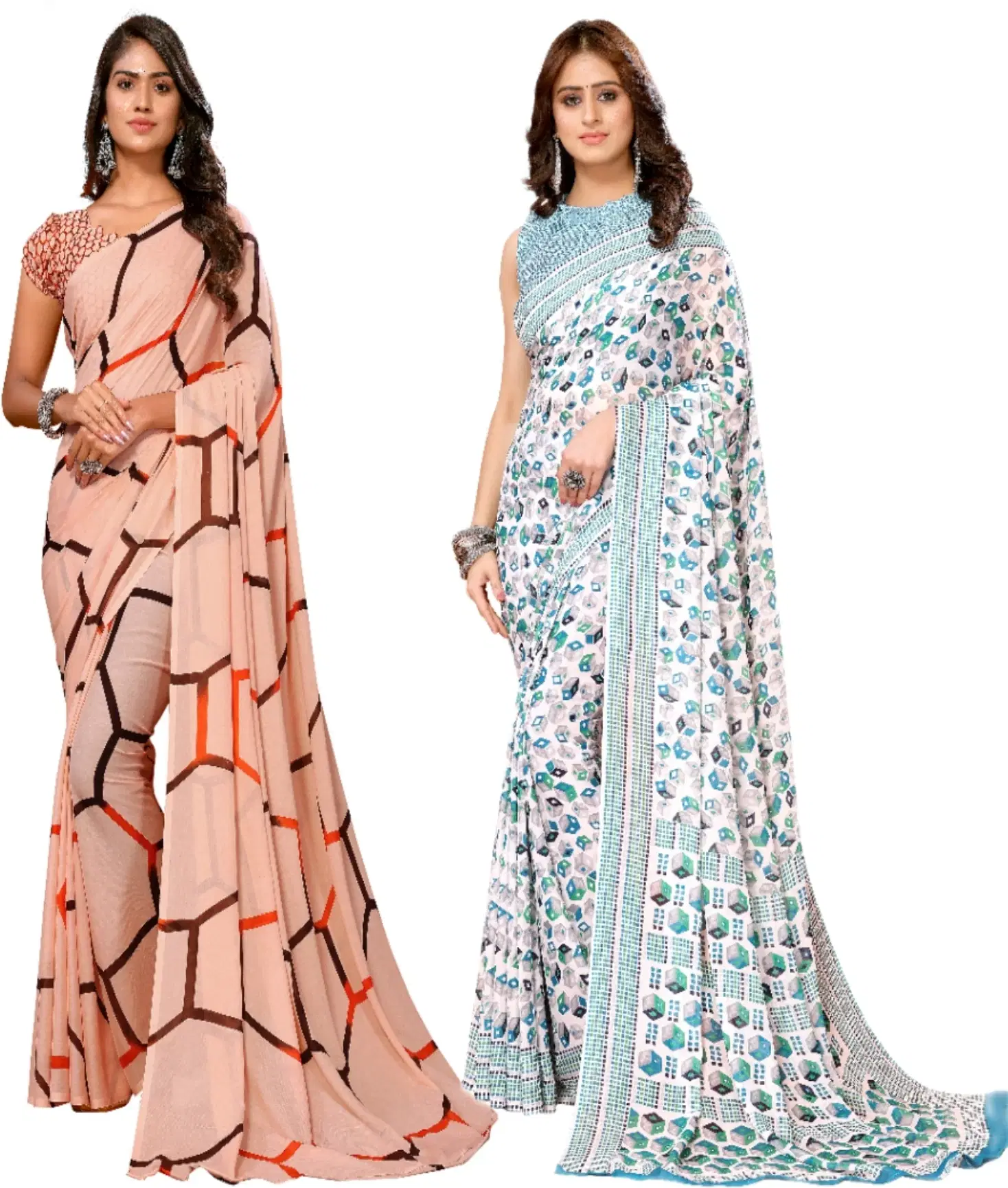     			Yashika Georgette Printed Regular Saree With Unstitched Blouse Piece ( Brown )