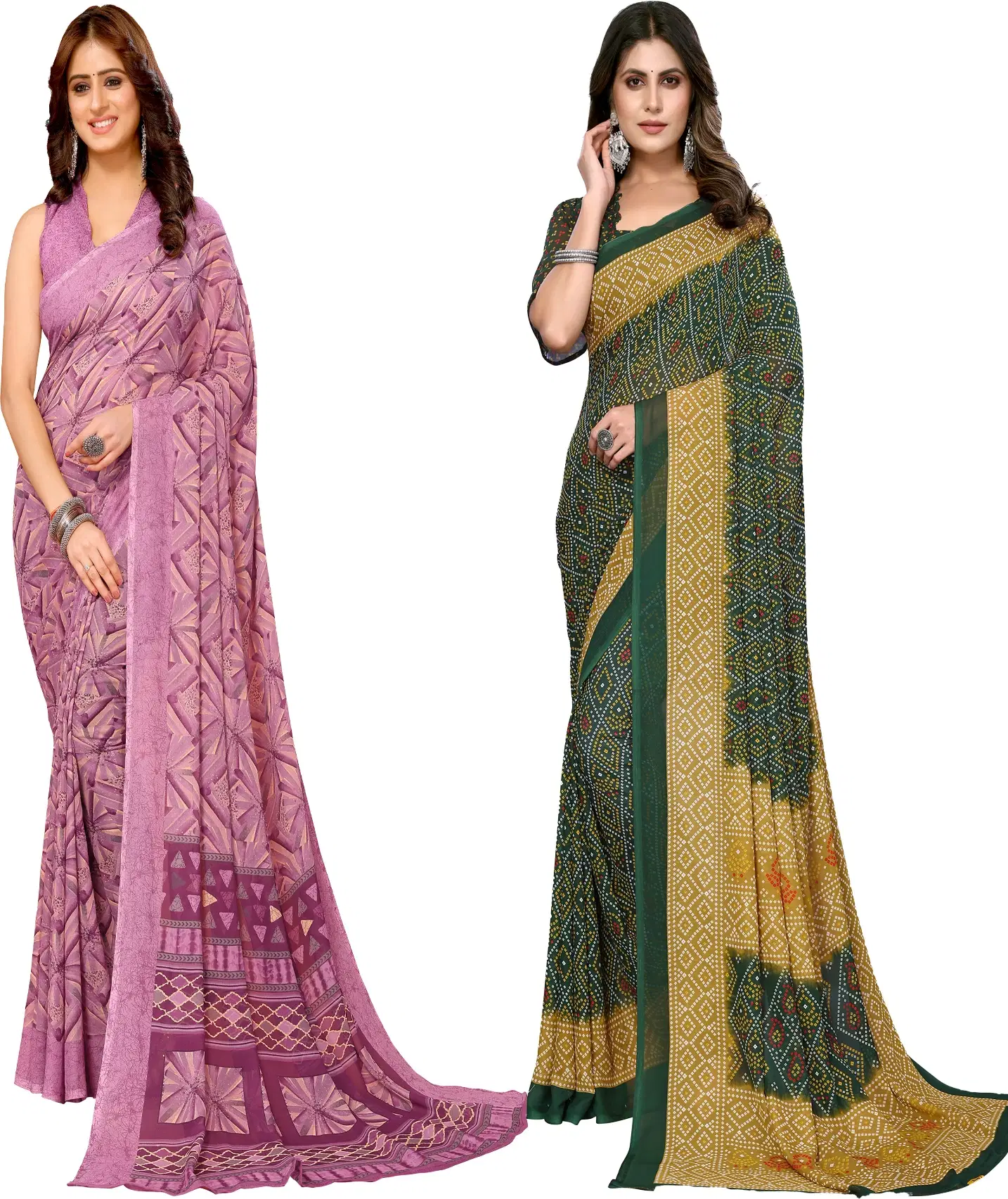     			Yashika Georgette Printed Regular Saree With Unstitched Blouse Piece ( Purple )
