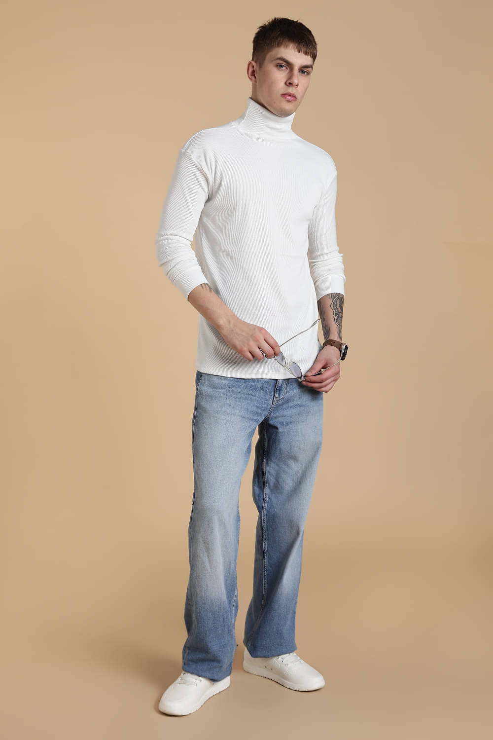 fashlook Woollen High Neck Men's Sweatshirt - White ( Pack of 1 ) fashlook Woollen High Neck Men's Sweatshirt - White ( Pack of 1 )