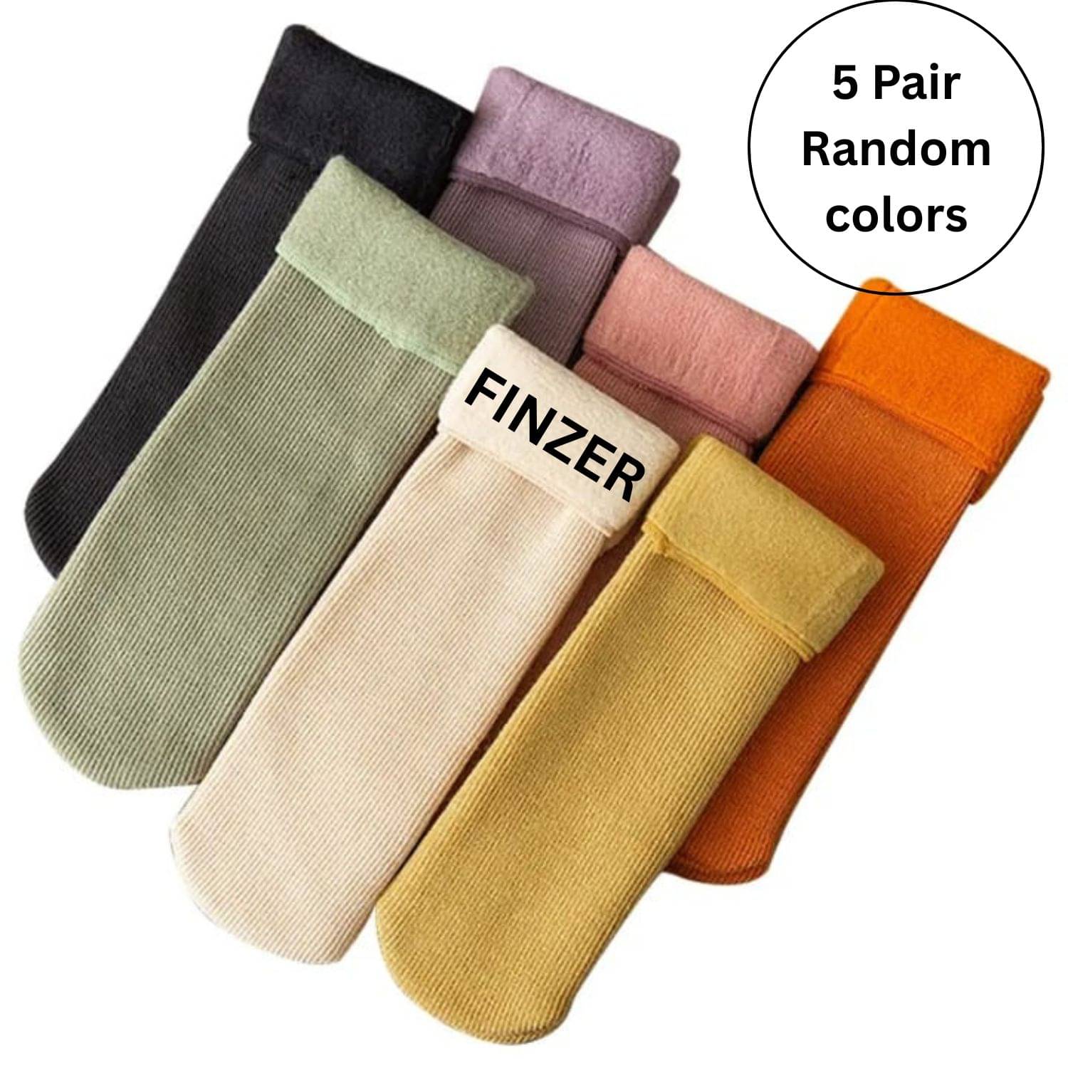 finzer Pack of 5 Women's Velvet Mid Length Socks ( Multicolor ) finzer Pack of 5 Women's Velvet Mid Length Socks ( Multicolor )