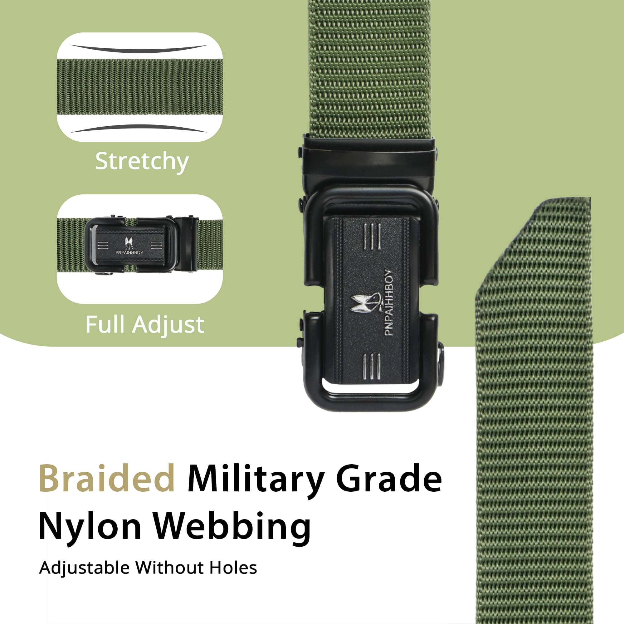     			lyvi - Green Nylon Men's Braided Belt ( Pack of 1 )