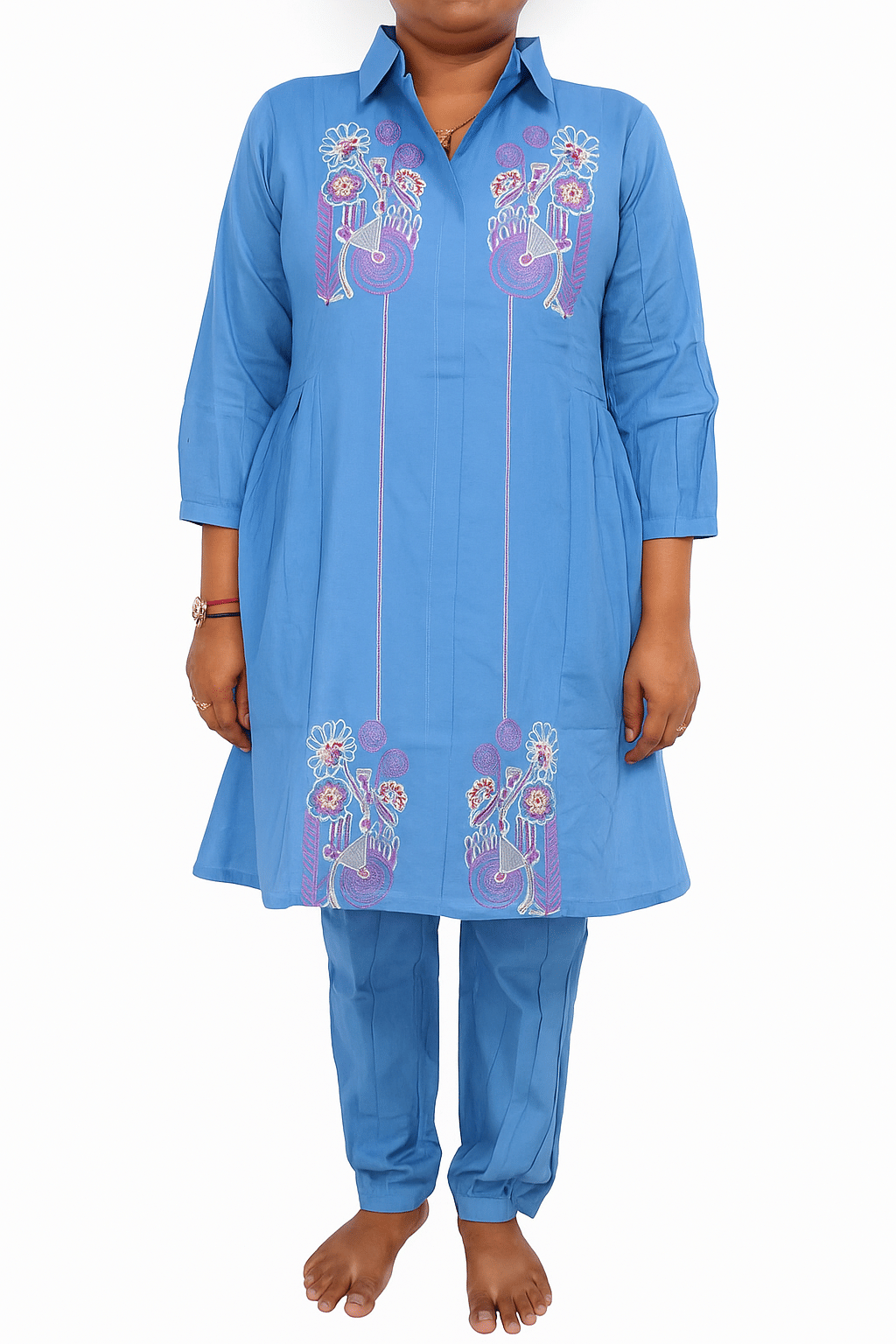 riya fashionwear Women Embroidered Top With Joggers Co-Ord Set ( Blue ) riya fashionwear Women Embroidered Top With Joggers Co-Ord Set ( Blue )