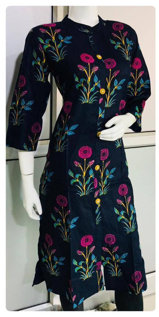     			w wholesalewala Women Rayon Printed Straight Kurti ( Blue )