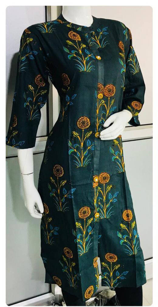     			w wholesalewala Women Rayon Printed Straight Kurti ( Green )