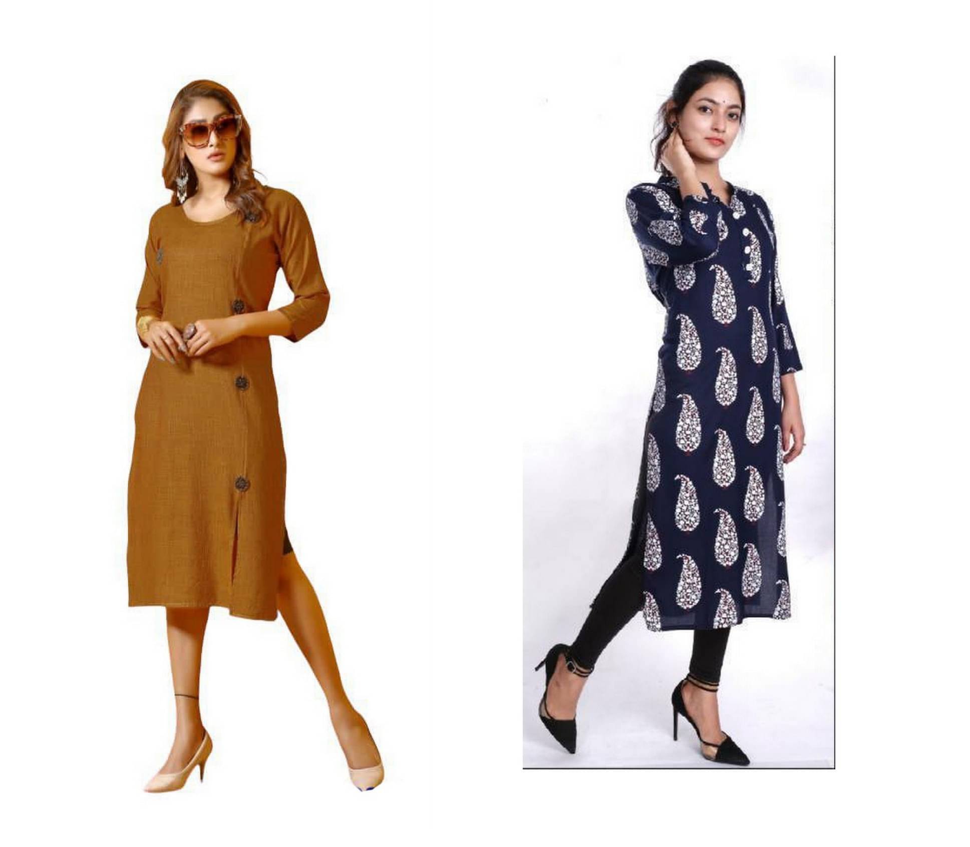     			w wholesalewala Women Rayon Solid Straight Kurti ( Beige )