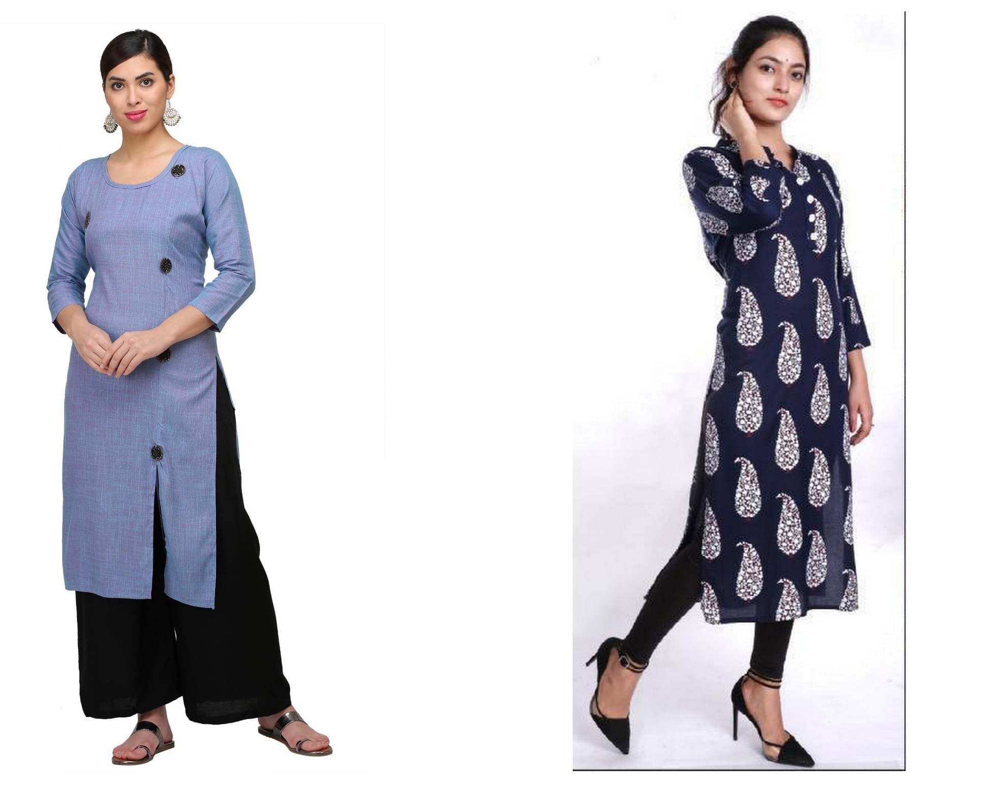     			w wholesalewala Women Rayon Solid Straight Kurti ( Blue )