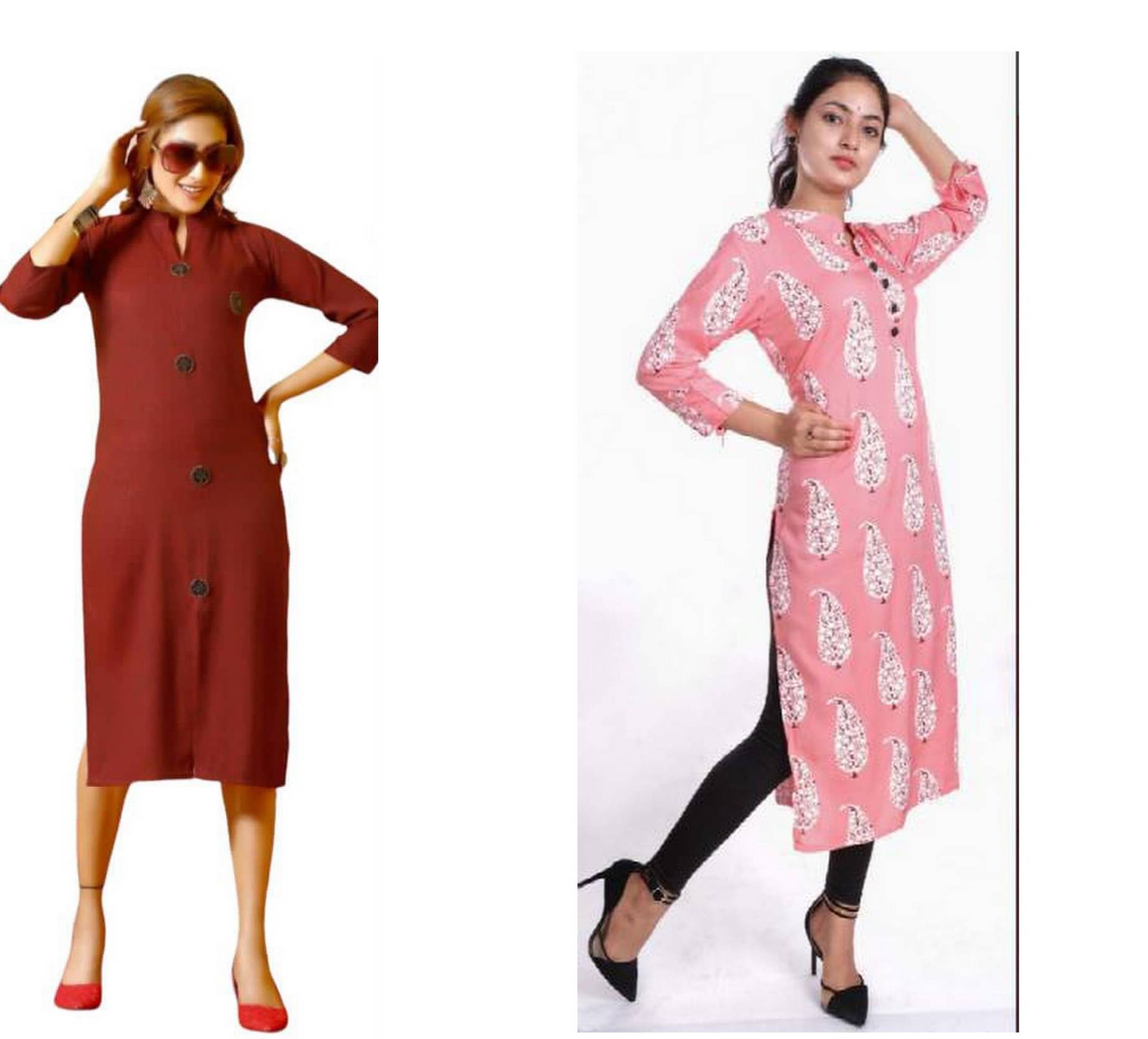     			w wholesalewala Women Rayon Solid Straight Kurti ( Maroon )