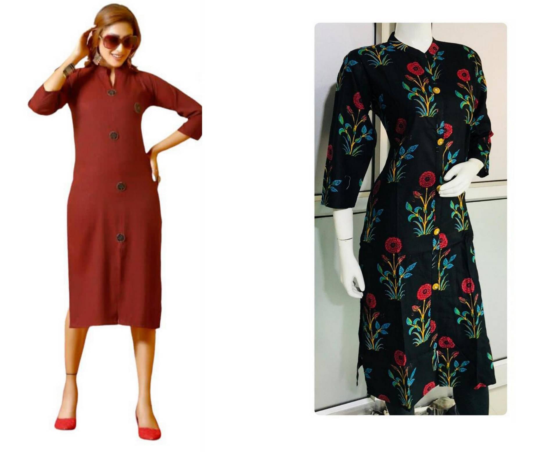    			w wholesalewala Women Rayon Solid Straight Kurti ( Multicoloured )