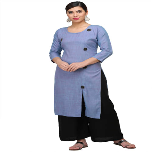     			w wholesalewala Women Rayon Solid Straight Kurti ( Blue )