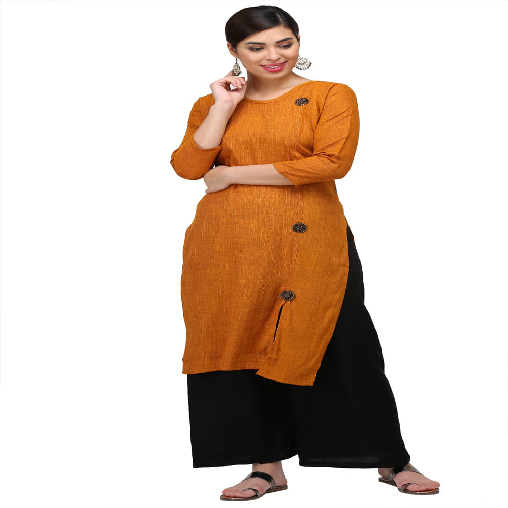     			w wholesalewala Women Rayon Solid Straight Kurti ( Mustard )