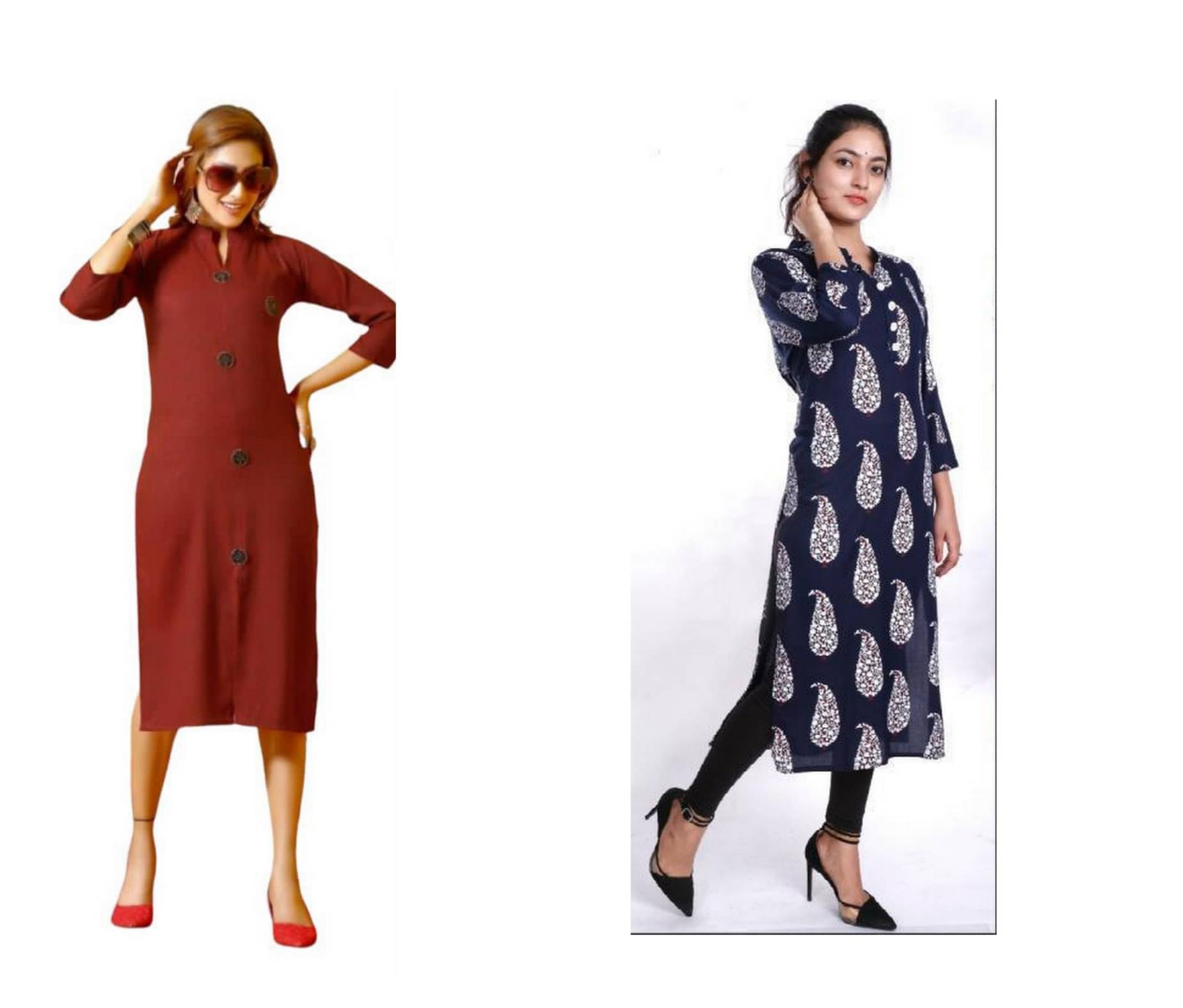    			w wholesalewala Women Rayon Solid Straight Kurti ( Maroon )