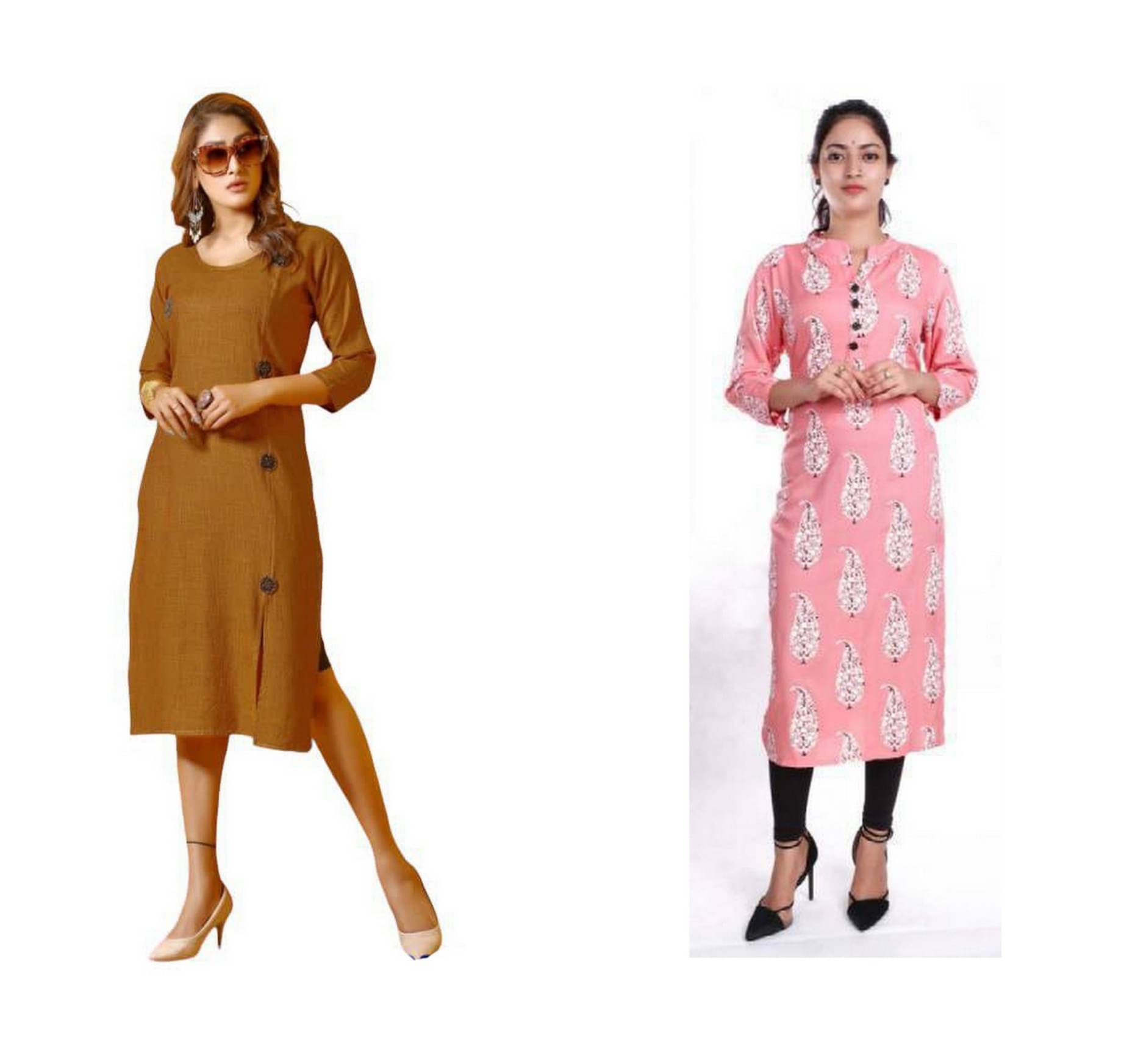     			w wholesalewala Women Rayon Solid Straight Kurti ( Beige )