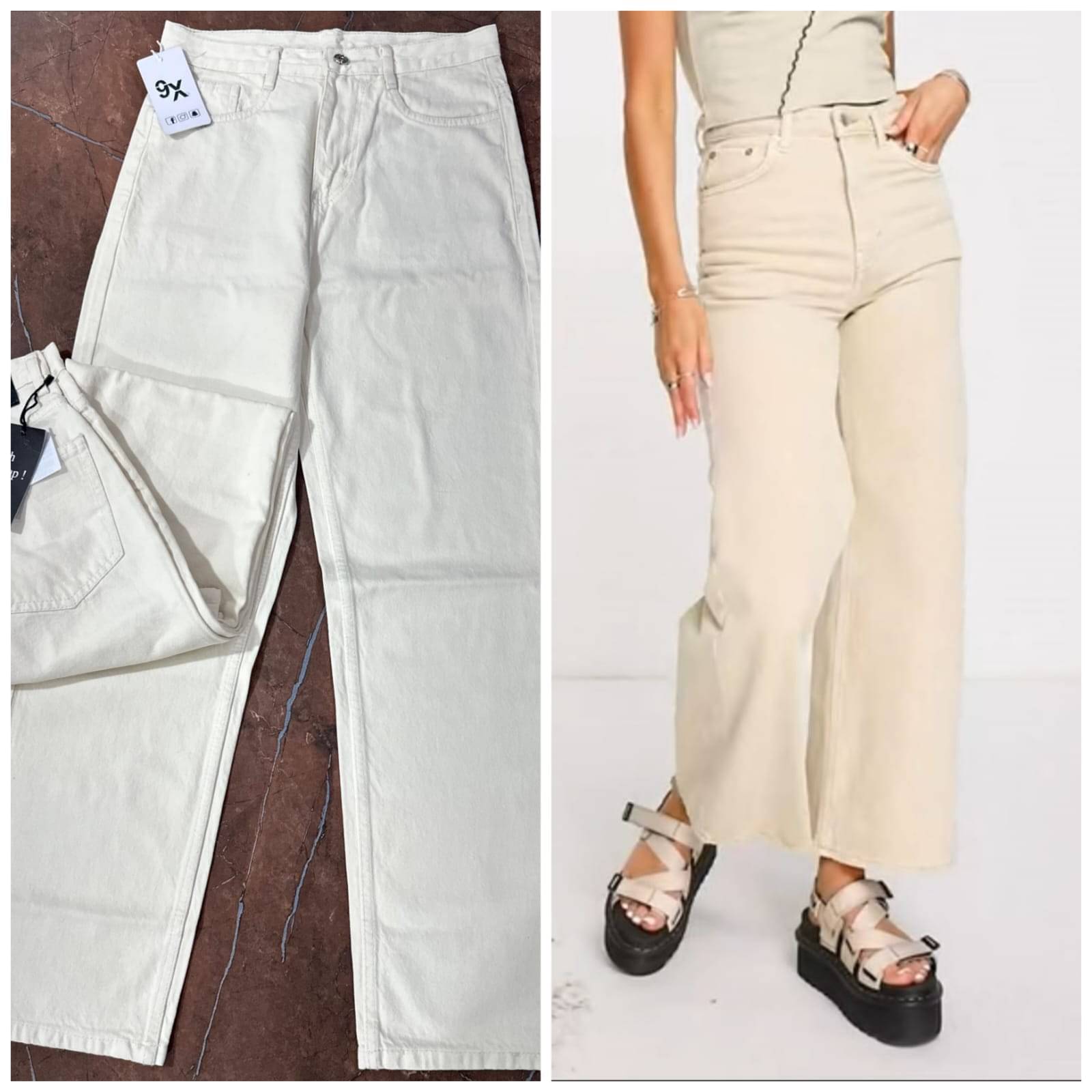     			9x denims Women's Baggy Fit High-Rise Jeans ( Cream )