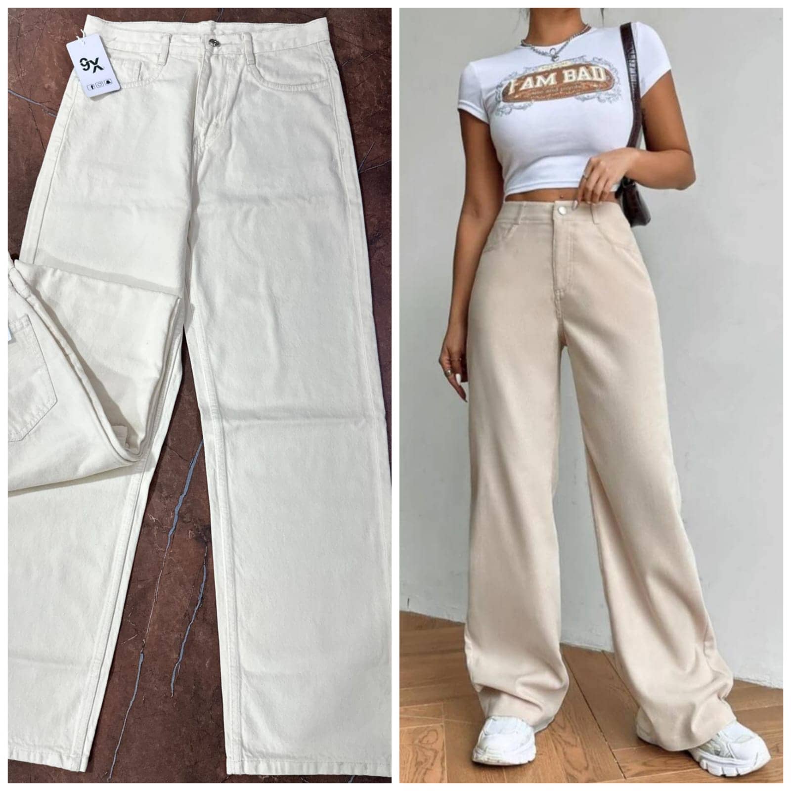 9x denims Women's Baggy Fit High-Rise Jeans ( Cream ) - Jeans | Buy online on ZillyBuy