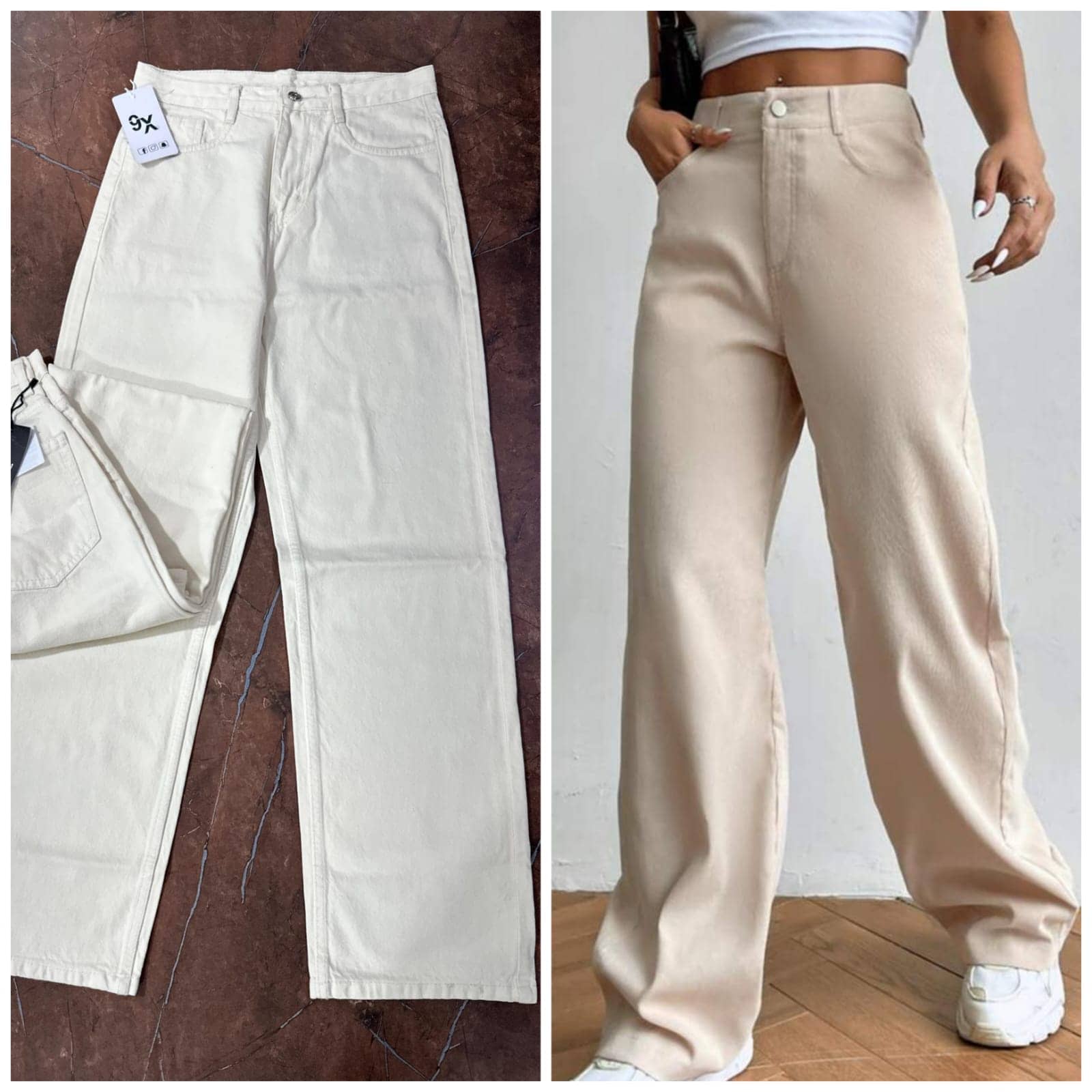 9x denims Women's Baggy Fit High-Rise Jeans ( Cream ) - Jeans | Buy online on ZillyBuy
