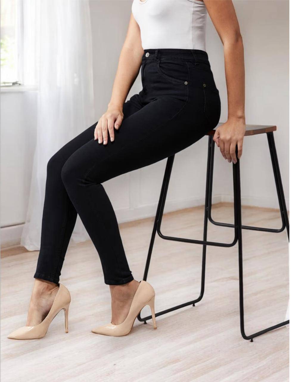     			9x denims Women's Skinny Fit High-Rise Jeans ( Black )