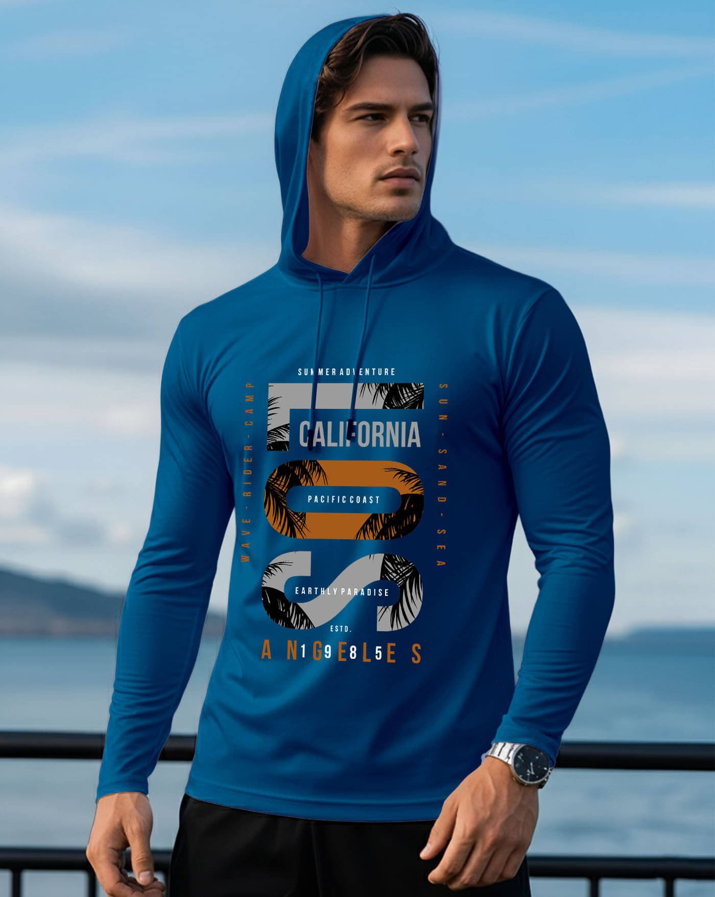     			AOOSH Men Cotton Blend Regular Fit Printed T-Shirt ( Teal Blue )