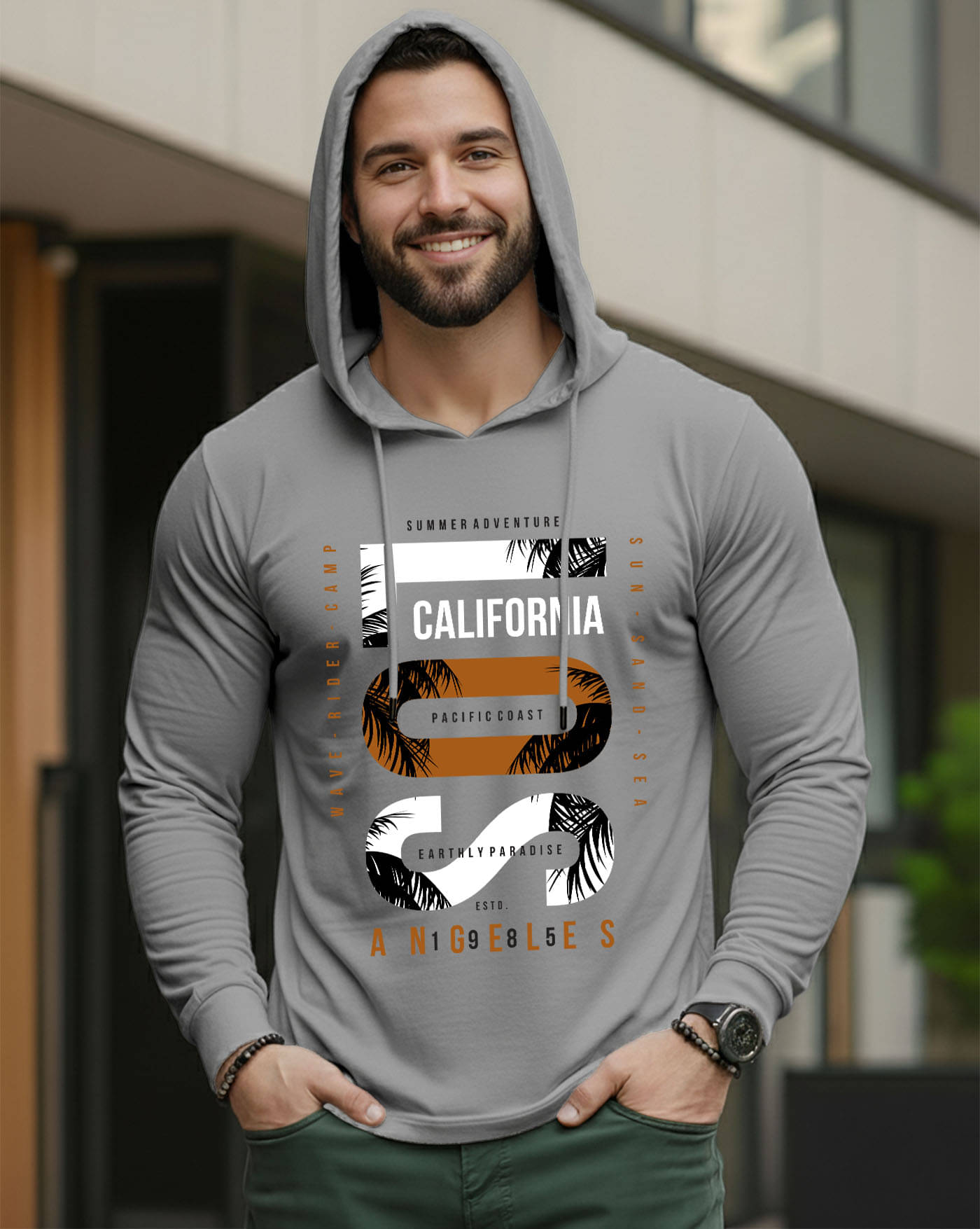     			AUSK Men Cotton Blend Regular Fit Printed T-Shirt ( Grey )