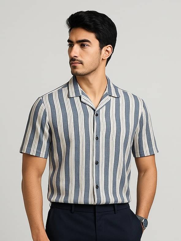     			BEAUE Poly Cotton Regular Fit Printed Half Sleeves Men's Casual Shirt - Blue ( Pack of 1 )