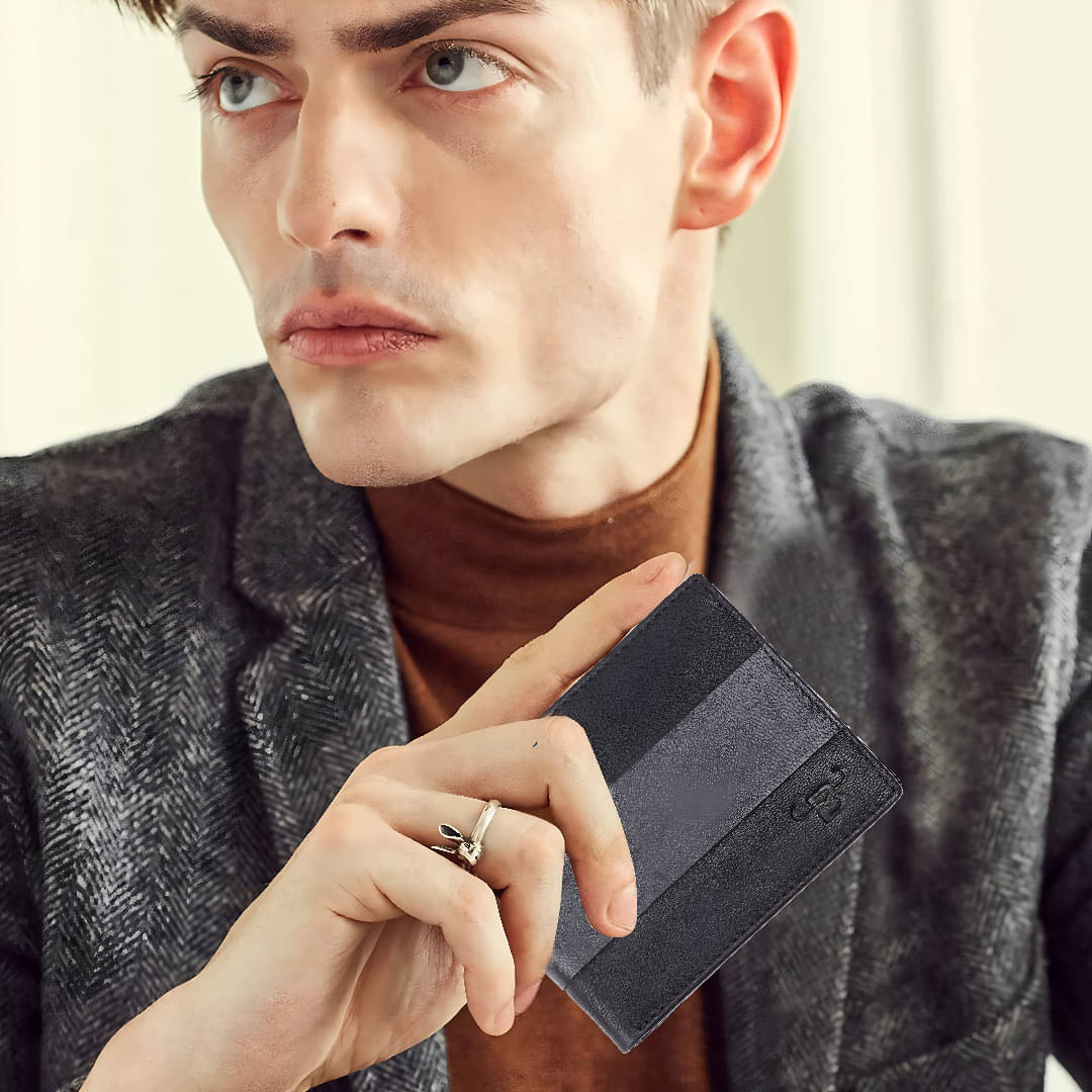     			BLACKBISON 100% Leather,Leather Self Design Men's RFID Wallet,Regular Wallet With 6 Slots For Card ( Black , Pack of 1 )