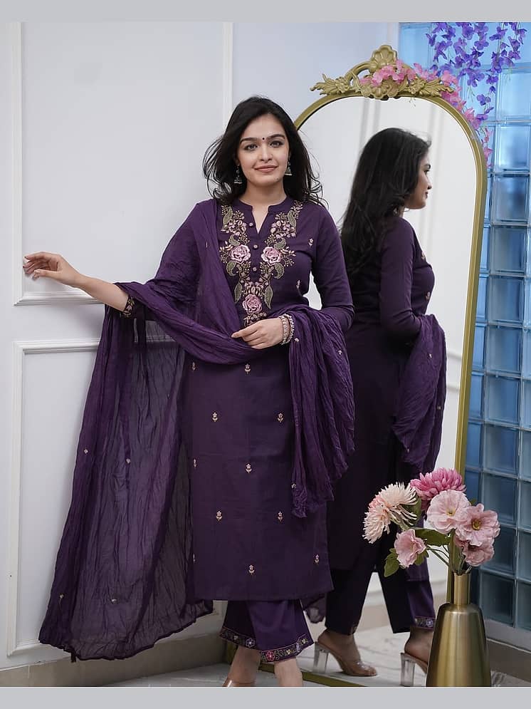 Women Party Wear Designer Salwar Suits Beige Cotton Silk Straight