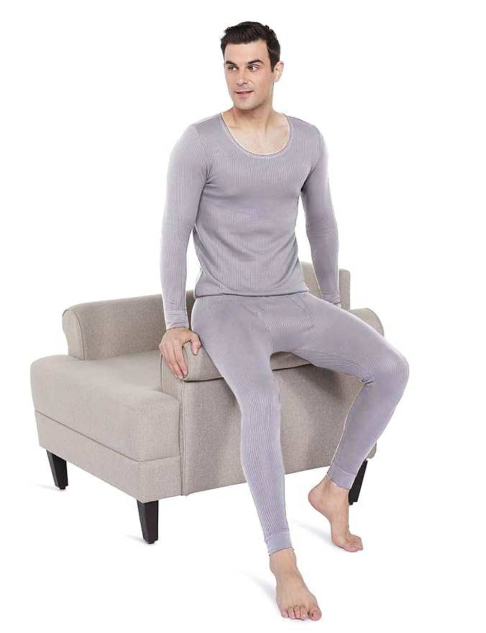     			CAT BUNNY Pack of 1 Woollen Thermal Sets For Men's ( Light Grey )