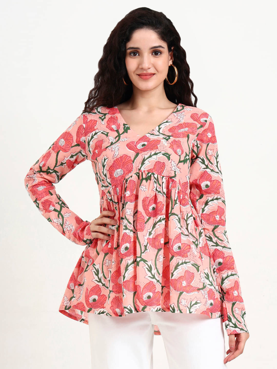     			Divena Women's Cotton Peplum Top ( Pink )