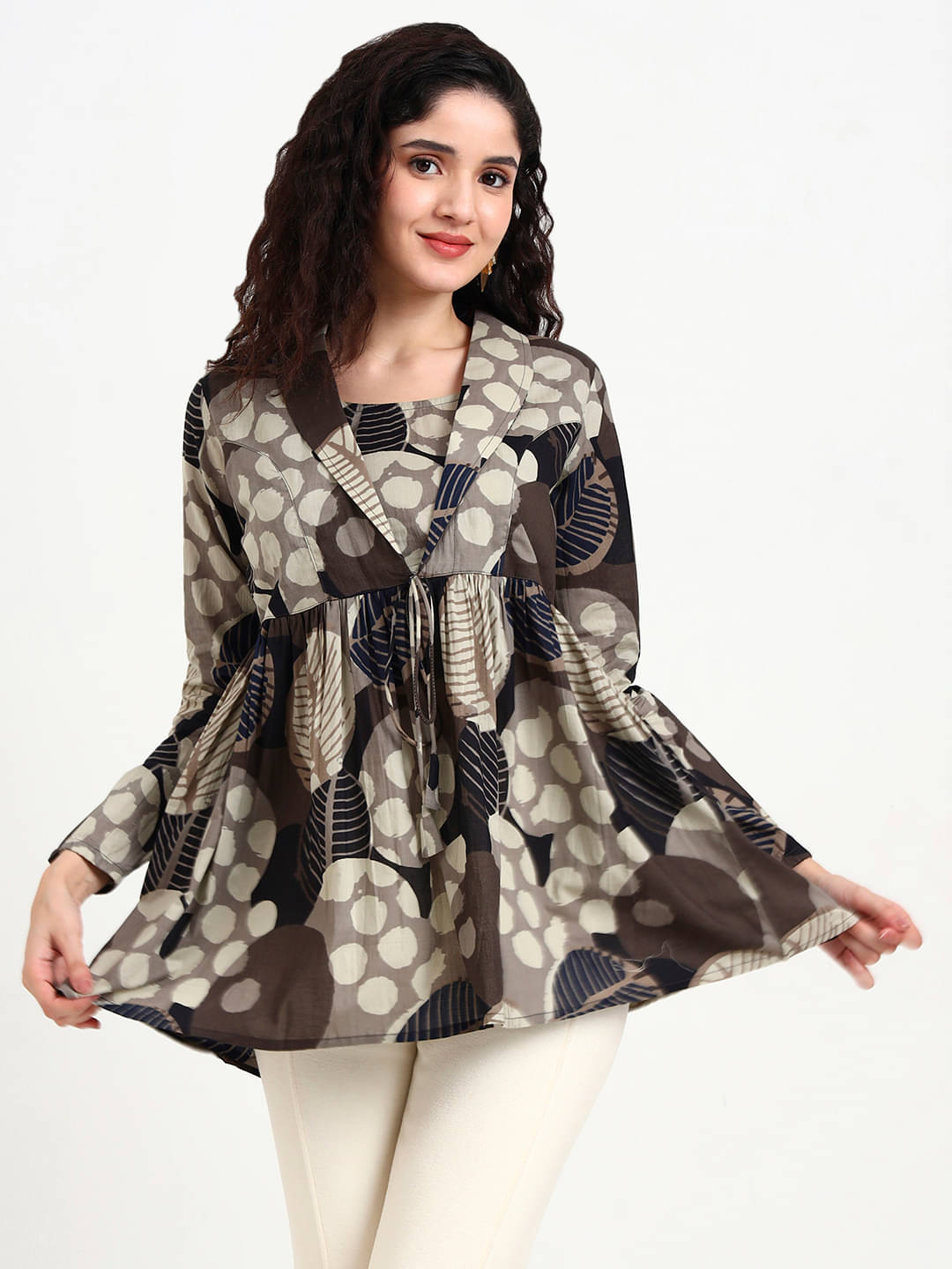 Divena Women's Cotton Peplum Top ( Grey ) Divena Women's Cotton Peplum Top ( Grey )