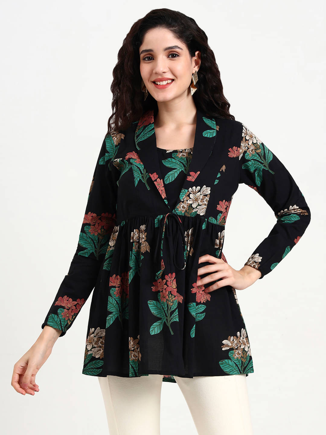     			Divena Women's Cotton Peplum Top ( Black )