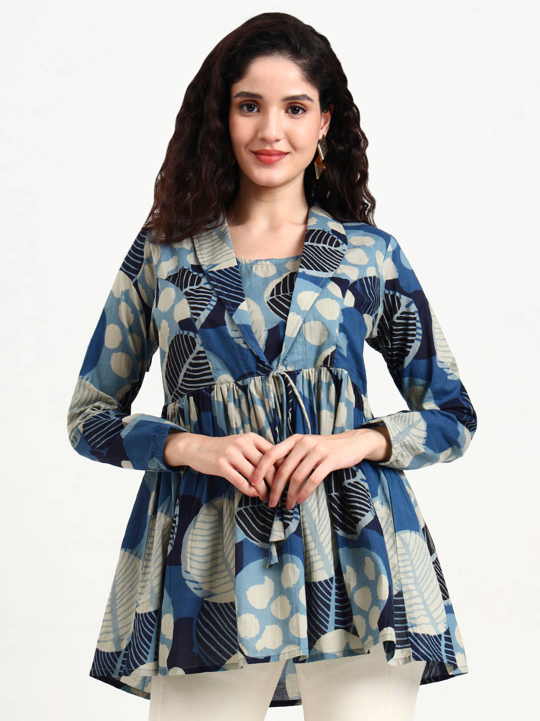     			Divena Women's Cotton Peplum Top ( Blue )