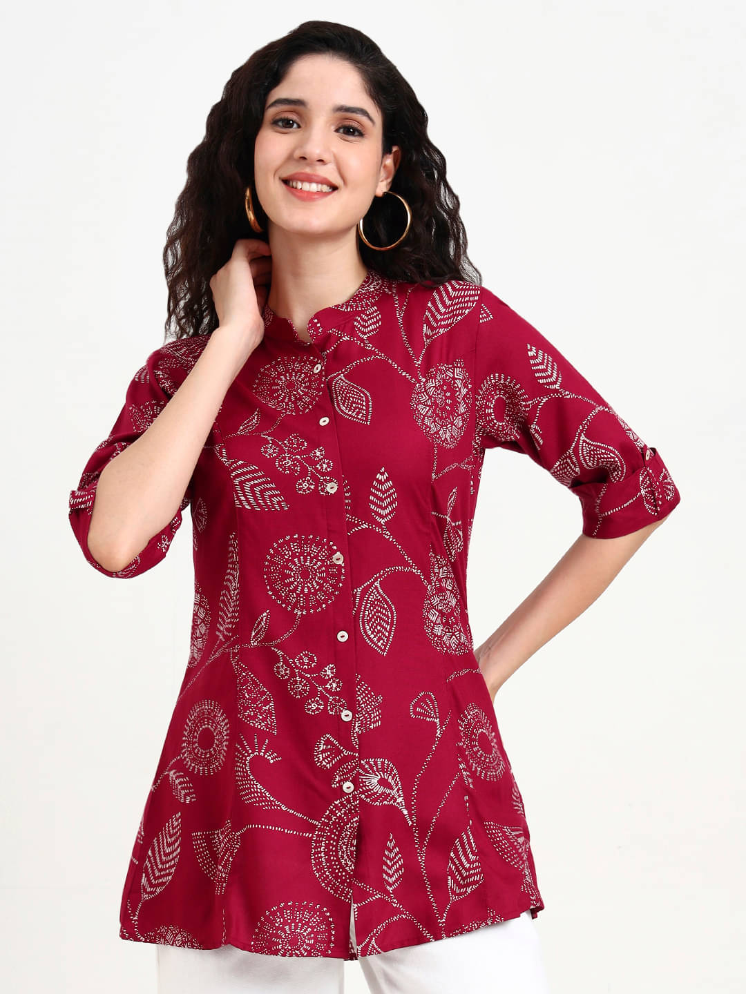     			Divena Women's Viscose Rayon A-Line Top ( Maroon )
