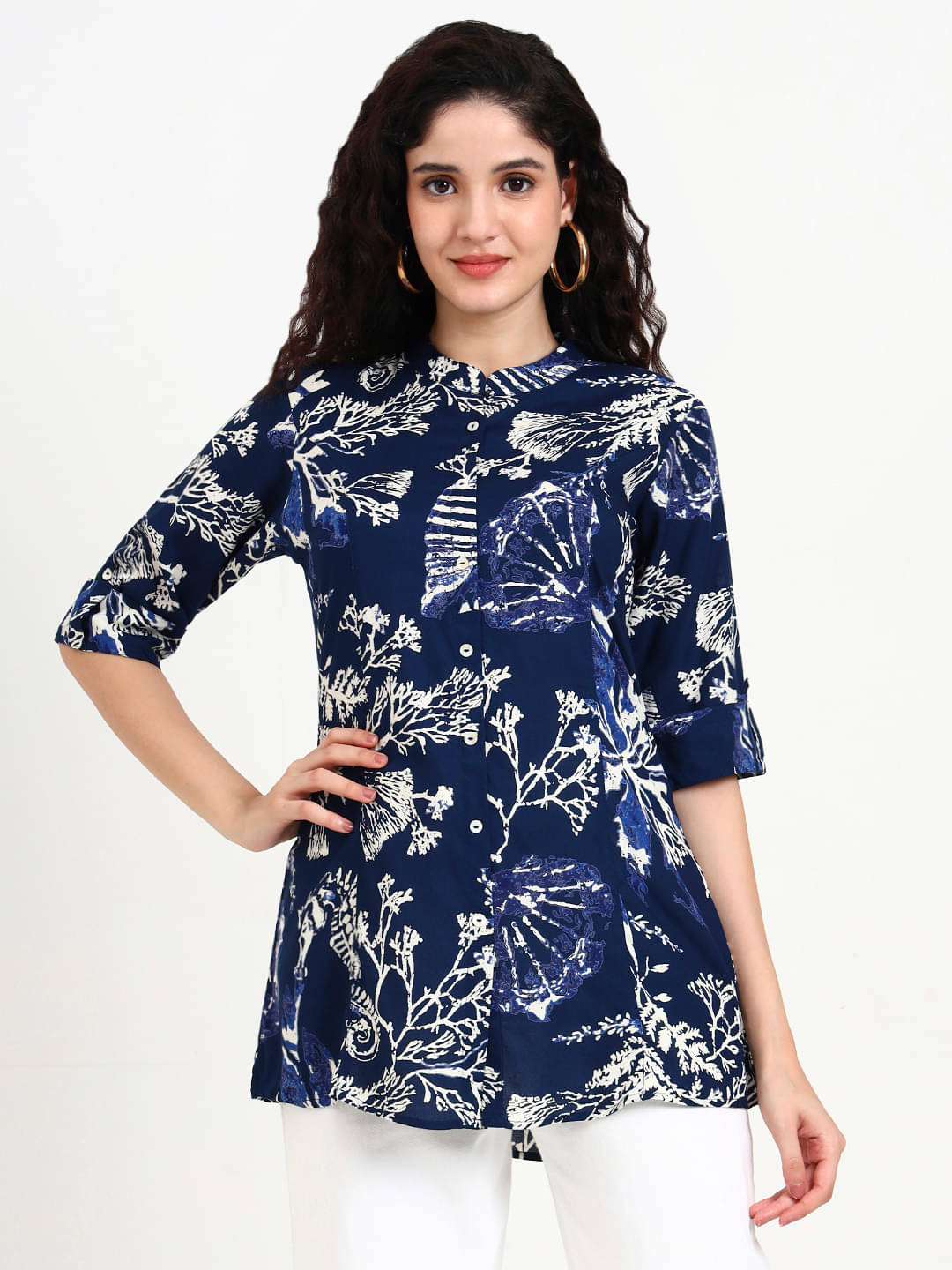     			Divena Women's Viscose Rayon A-Line Top ( Blue )